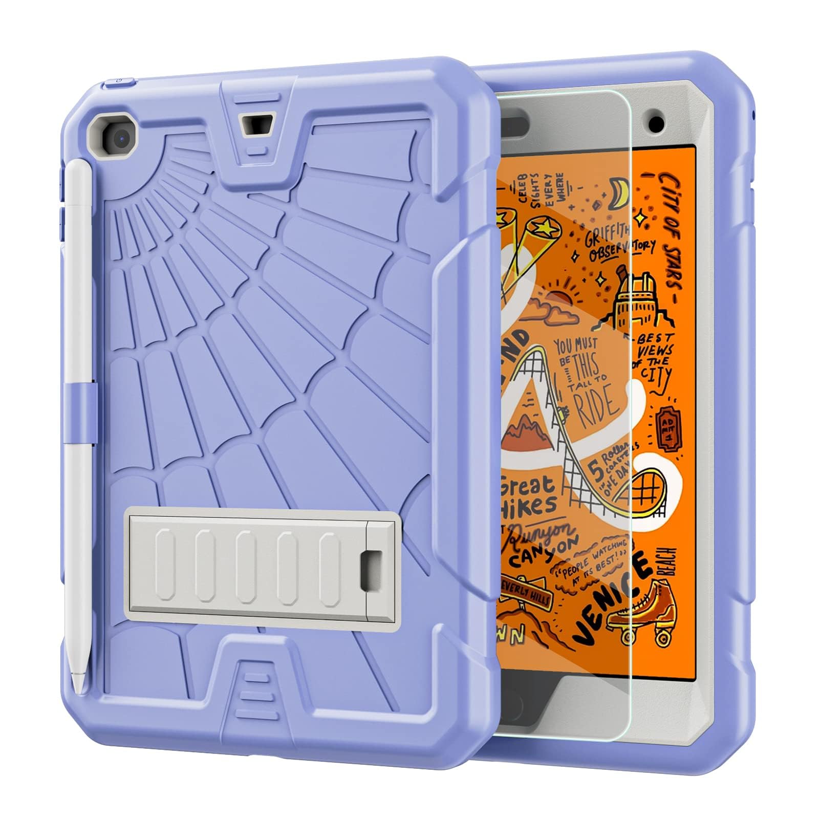 Tsqqst Ipad Mini Case 5Th Generation For Kids With Pencil Holder | Ipad Mini 5 Case With Glass Screen Protector 2019 | Shockproo