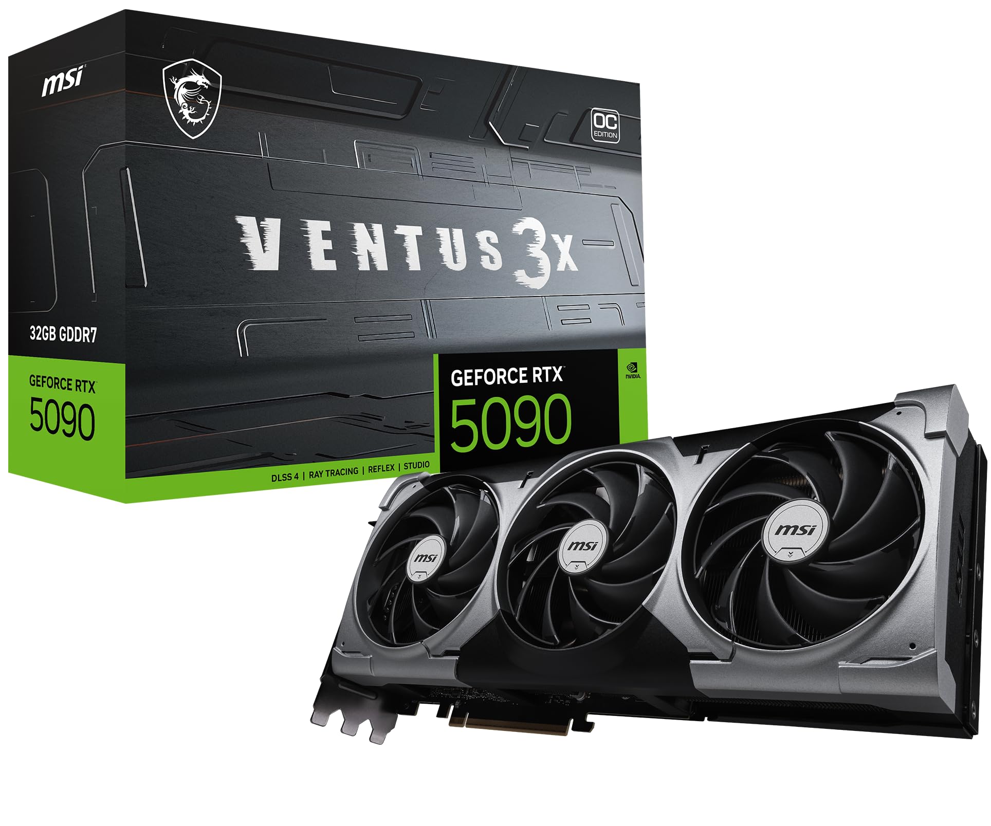 msi Gaming RTX 5090 32G Ventus 3X OC Graphics Card (32GB GDDR7, 512-bit, Extreme Performance: 2452 MHz, DisplayPort x3 2.1a, HDM