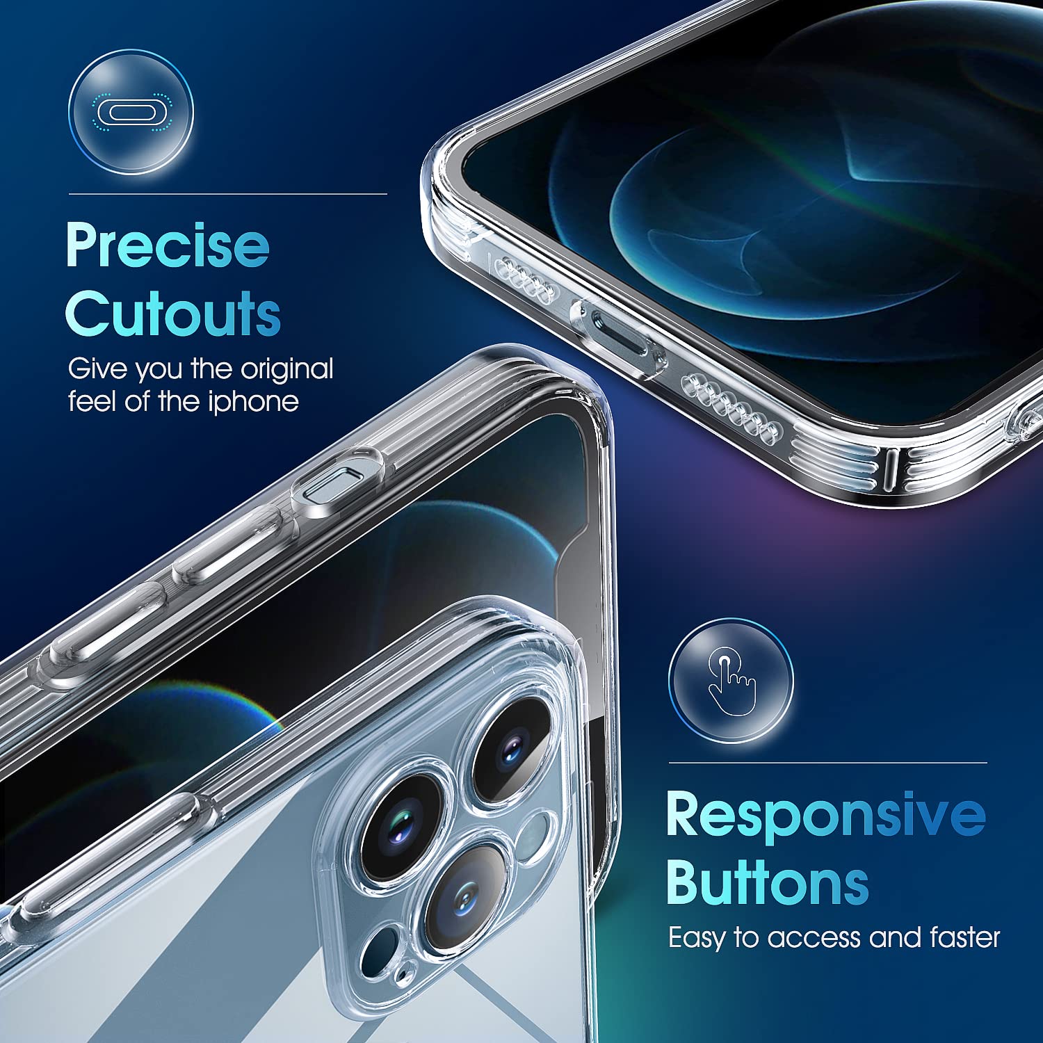 Supdeal Crystal Clear iPhone 12 Pro Max Phone Case Shockproof Camera Protection Soft Silicone Transparent