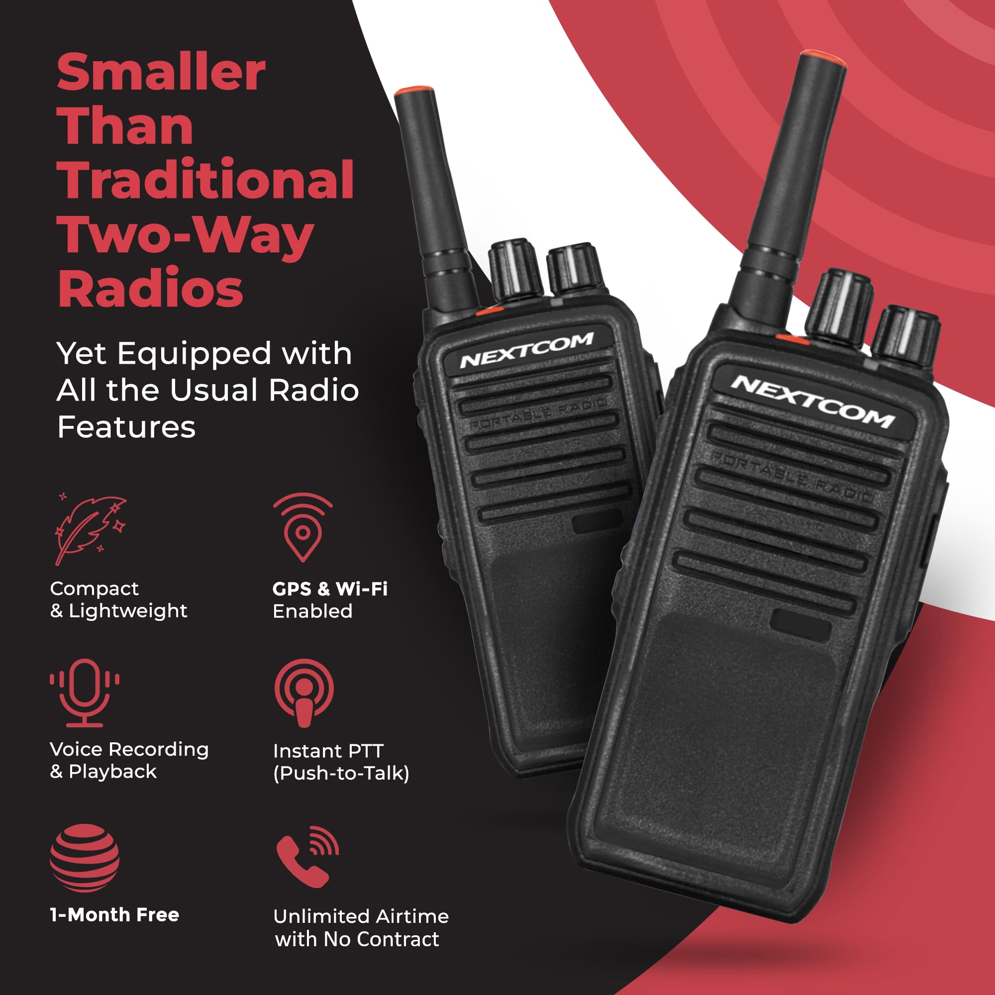 Nextcom Nx Series Tx65 4G Poc Walkie Talkie Radio | Usa Coverage, Wi Fi & Gps Enabled | Business Two Way Radios With Voice Recor