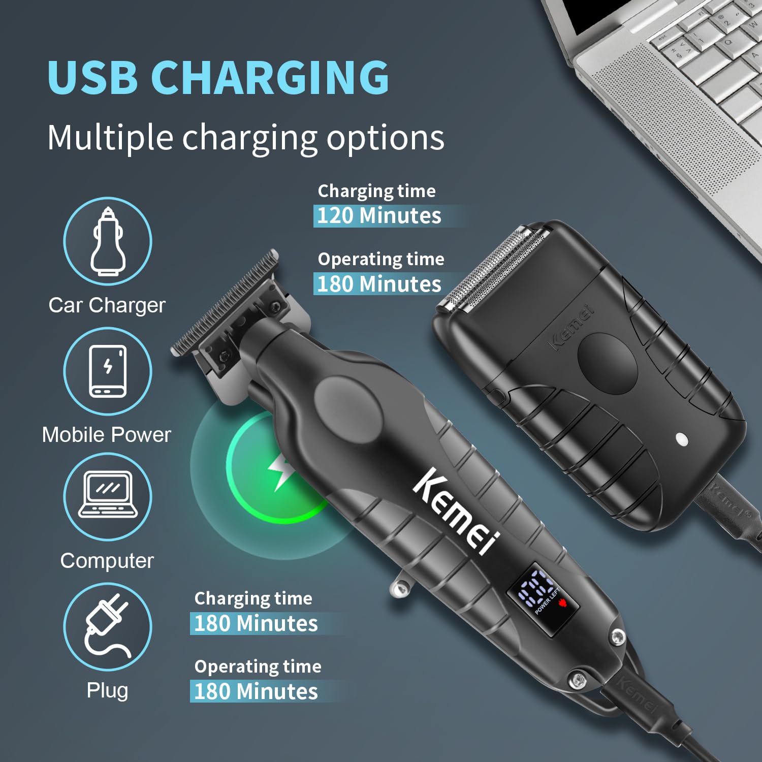 Kemei Professional Electric Foil Shaver For Men, Beard Trimmer & Men'S Grooming Set, Foil Shaving Kit And Bald Head Precision Tr