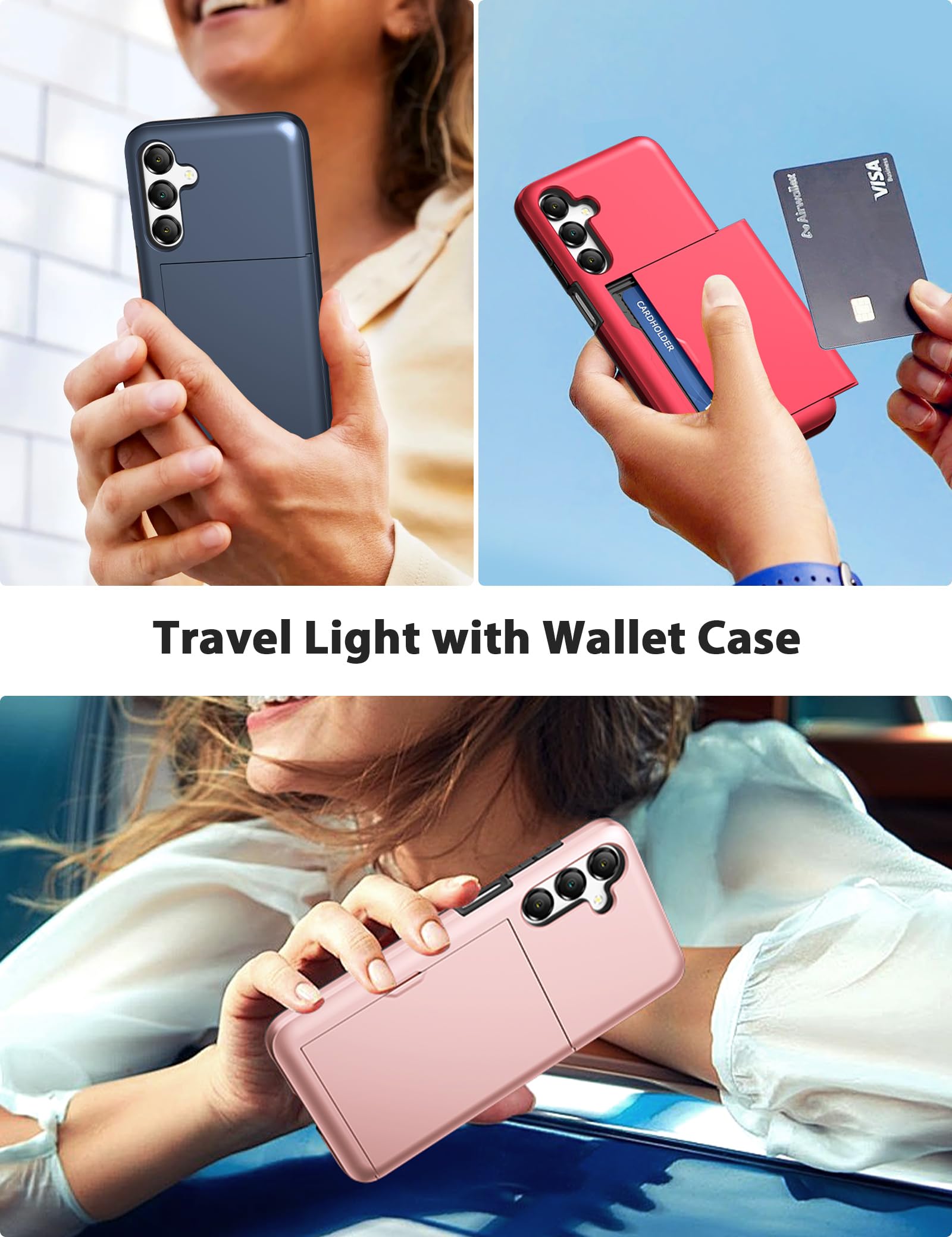 Topaux For Samsung A16 5G Wallet Case Galaxy A17 5G Wallet Case 2 Credit Card Holder Slide Cover Back Pocket Id Slot Raised Beze