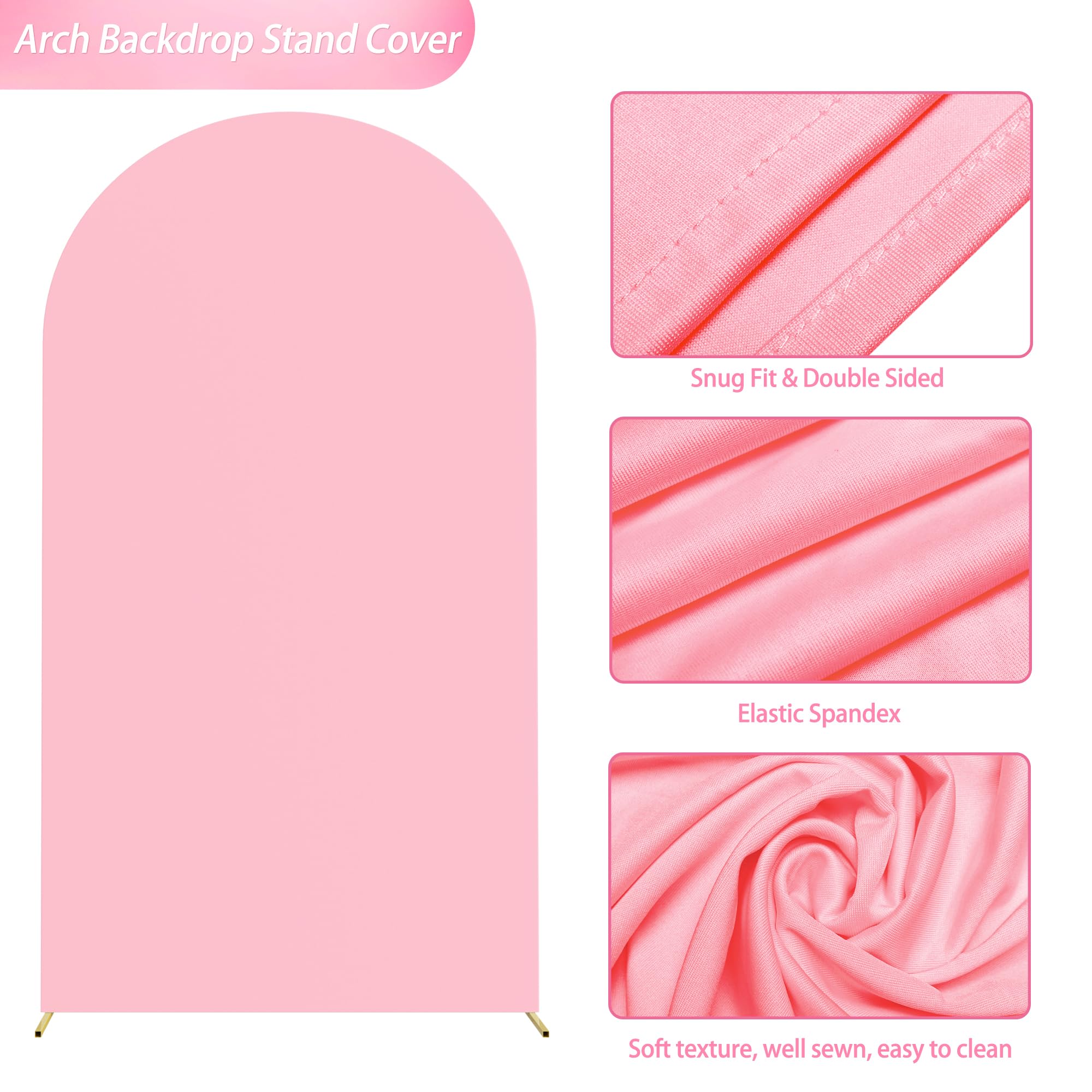 Wokceer 7.2Ft Spandex Fitted Arch Stand Covers Round Top Chiara Backdrop Cover For Birthday Party Ceremony Banquet Decoration Pi