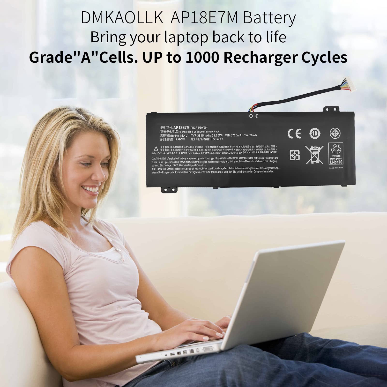 Ap18E7M Ap18E8M Battery For Acer Predator Helios 300 Ph315 52 Ph315 53 Ph317 53 Predator Triton 300 Pt315 51 Nitro 5 An517 52 An