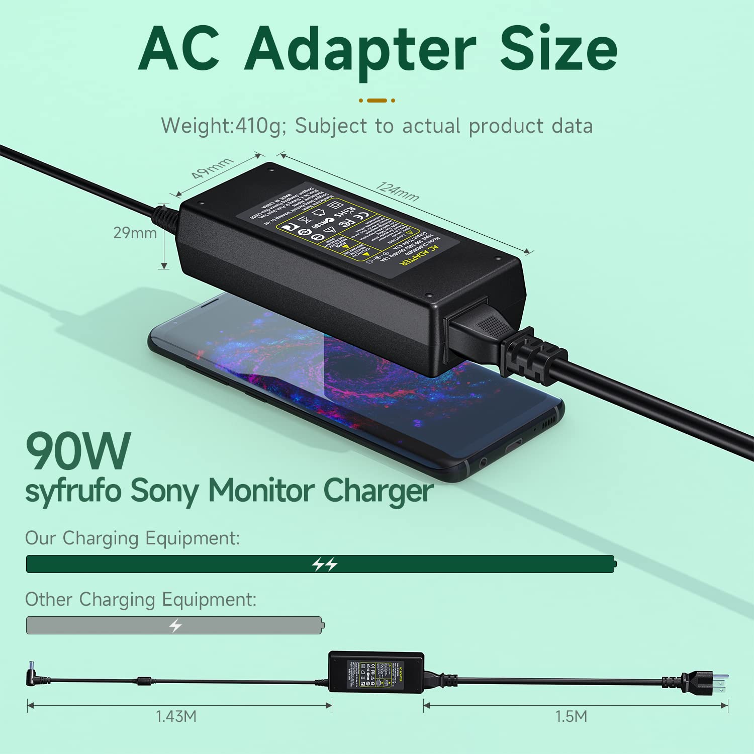 19.5V Power Cord For Sony Bravia Tv Kdl 48 Kdl 42 Kdl 40 Kdl 32 W600B Kdl 40R510C Kdl 40W600B Kdl 32W600D Kdl55W650D Kdl48W600B