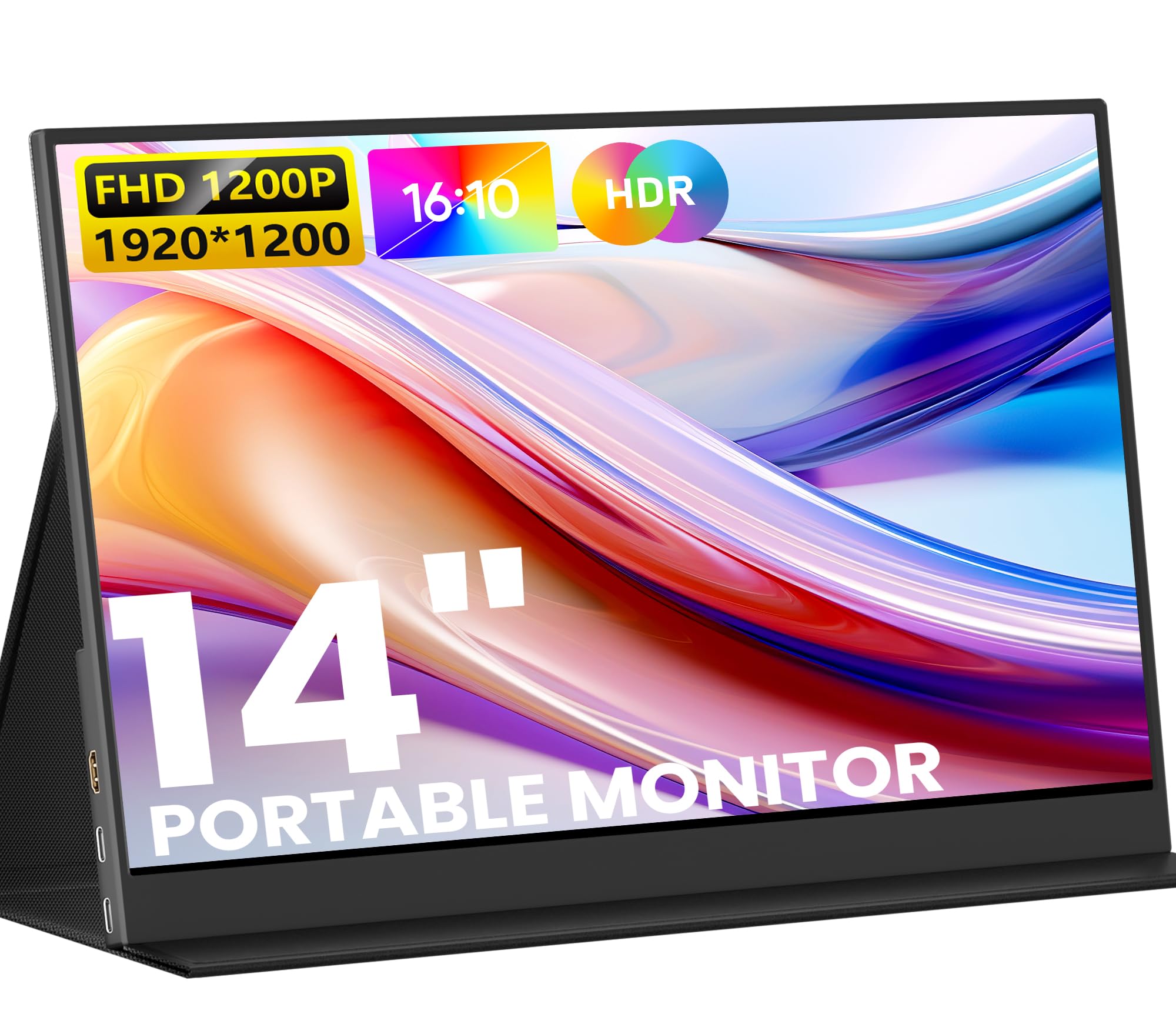 KEEPTIME Portable Monitor 14inch FHD 1920 * 1200P Travel Monitor, USB-C HDMI Laptop Monitor with Dual Speakers, HDR Plug&Play, E