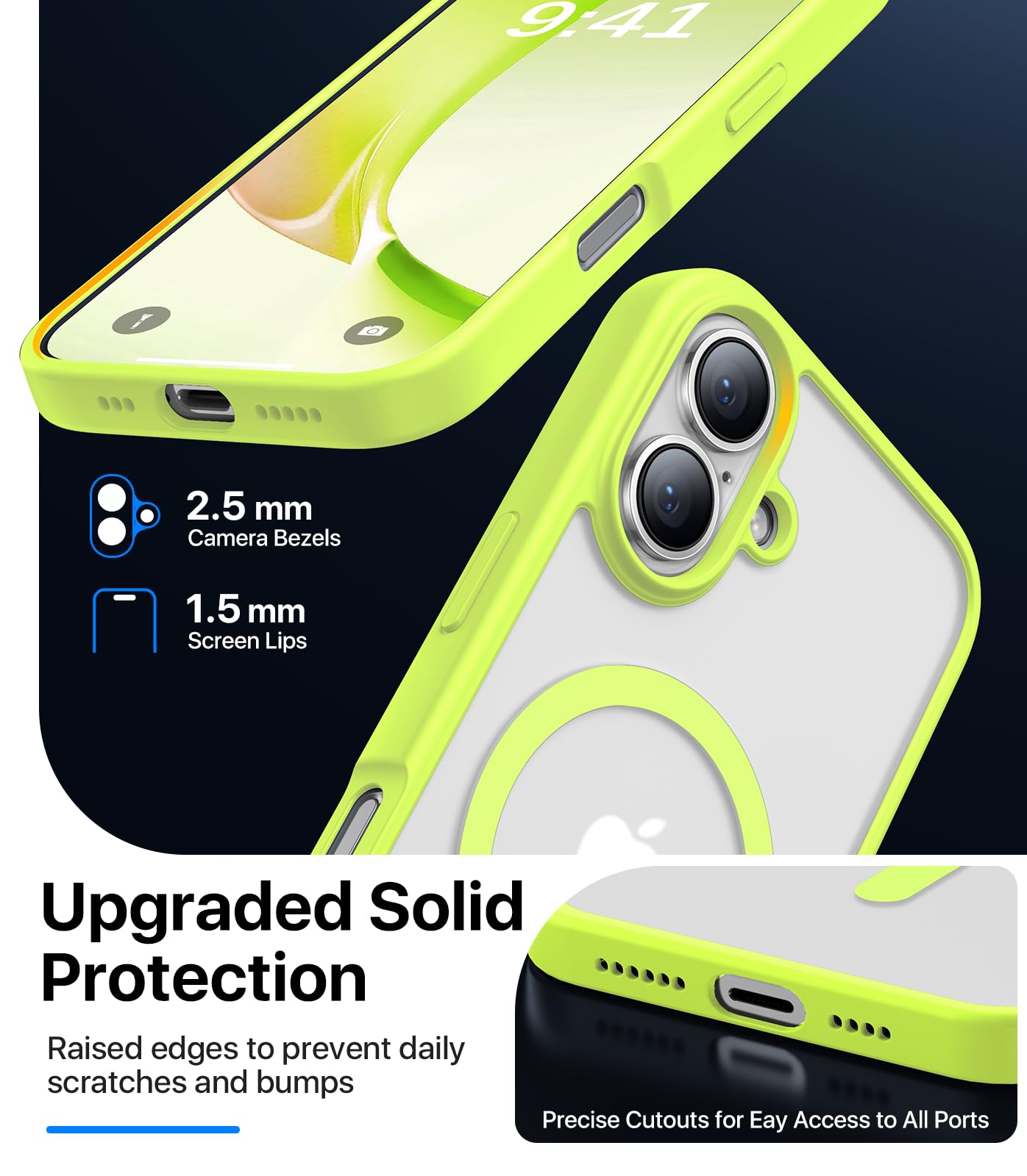 Cahejilu Magnetic For Iphone 16 Case[Compatible With Magsafe][Military Grade Drop Protection]Anti Fingerprint Translucent Matte