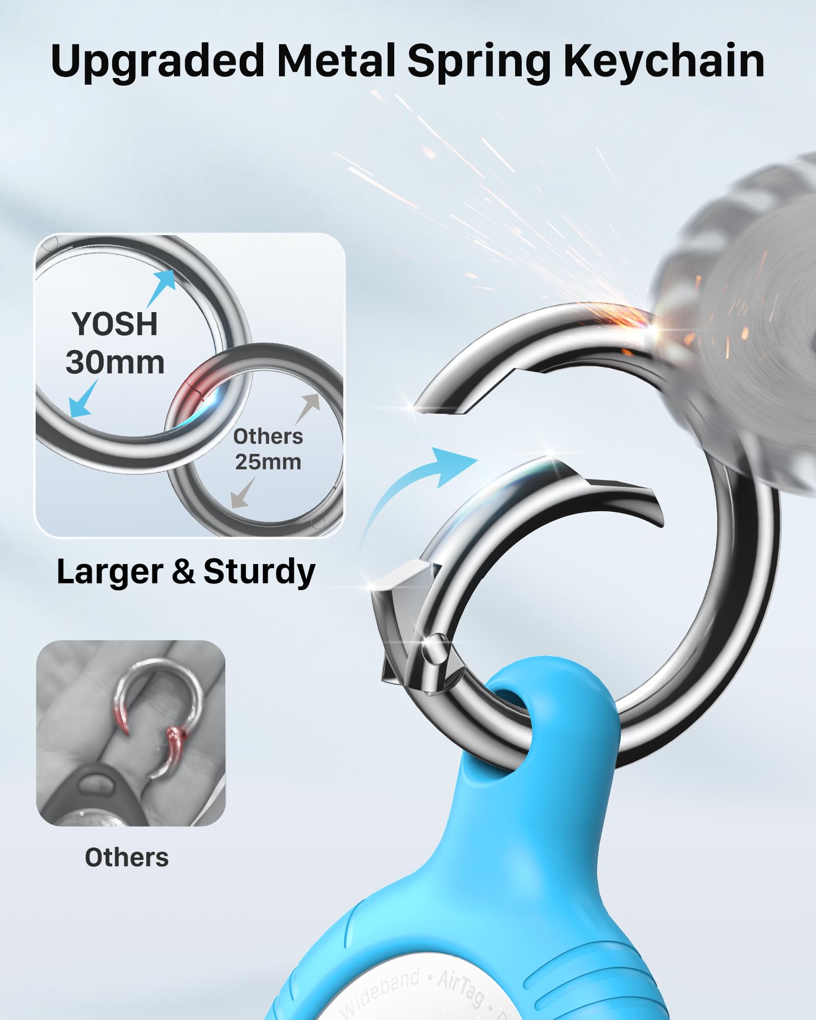 Yosh Airtag Holder Keychain 4 Pack, Airtag Keychain [Twist Lock Design] [Fit Tightly] [Pet Chew Proof] Anti Scratch Hard Pc Air Tag Case With Metal Spring Key Chain, Compatible With Apple Airtag