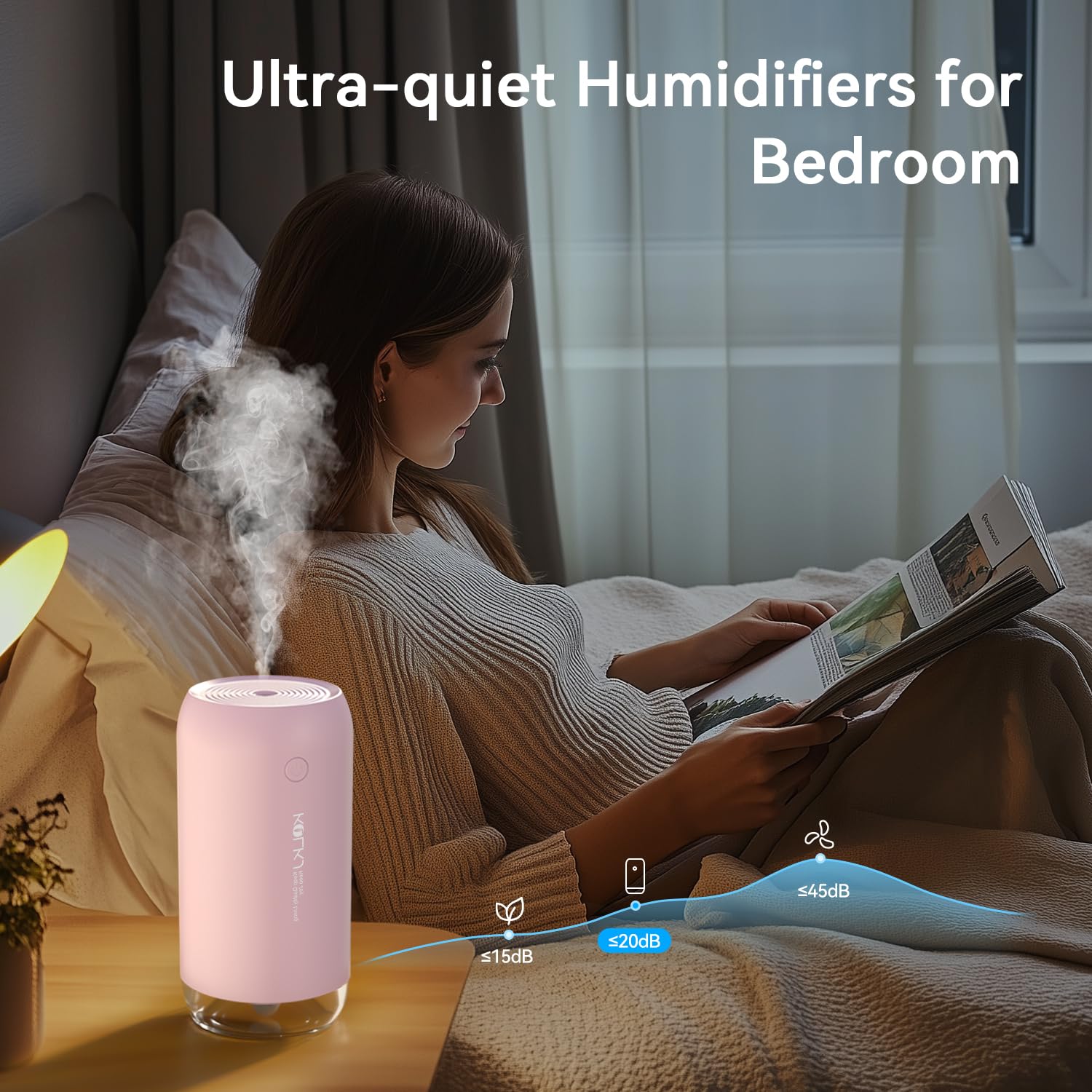 Portable Mini Humidifier, Small Cool Mist Humidifiers 350Ml Quiet Usb Personal Desktop Air Humidifier For Bedroom Home Plants Ca