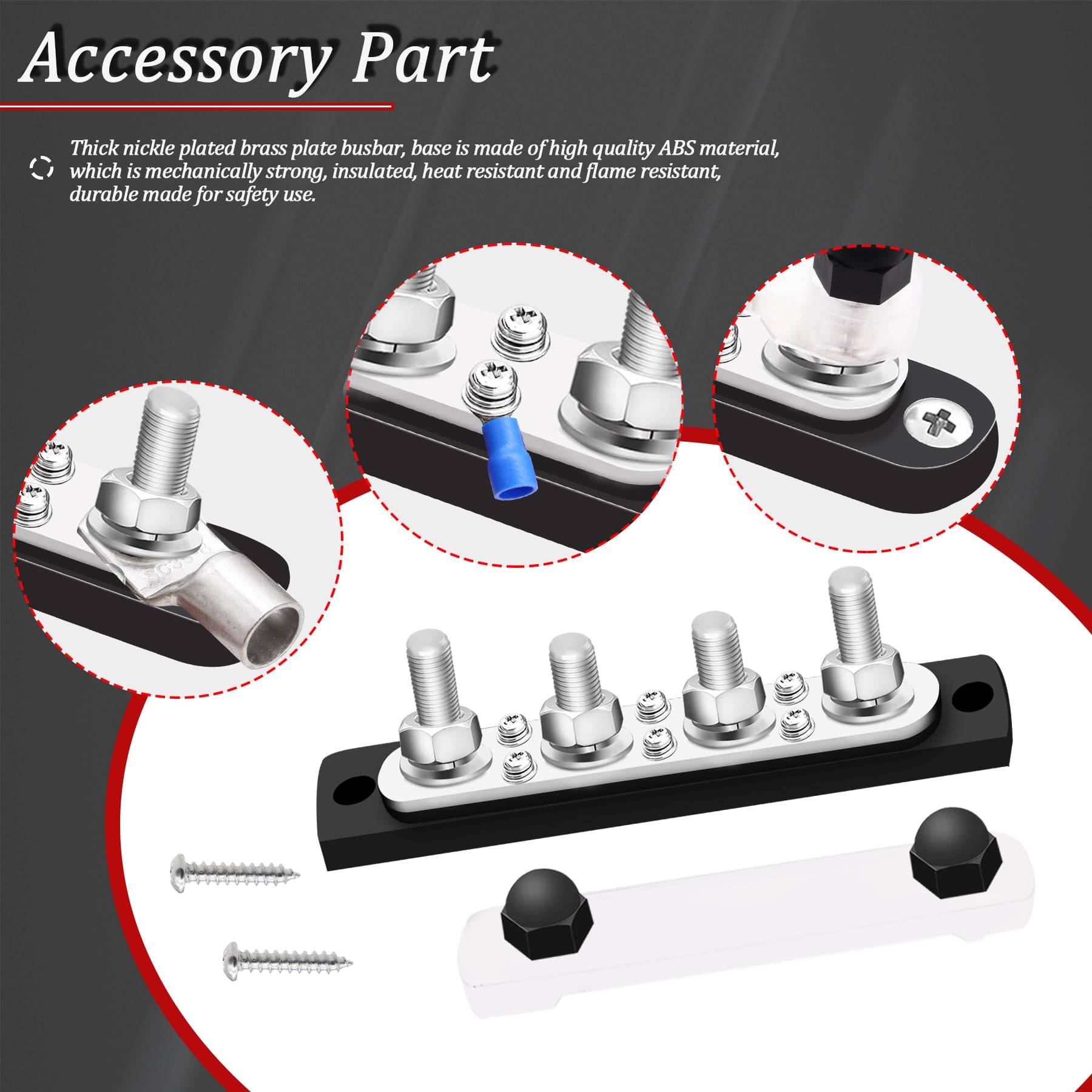 Maierke 250A Bus Bar 12V Marine 5/16'' Power Distribution Block Automotive Busbar Terminal Block,Battery Buss Bar (Pair, Red & B