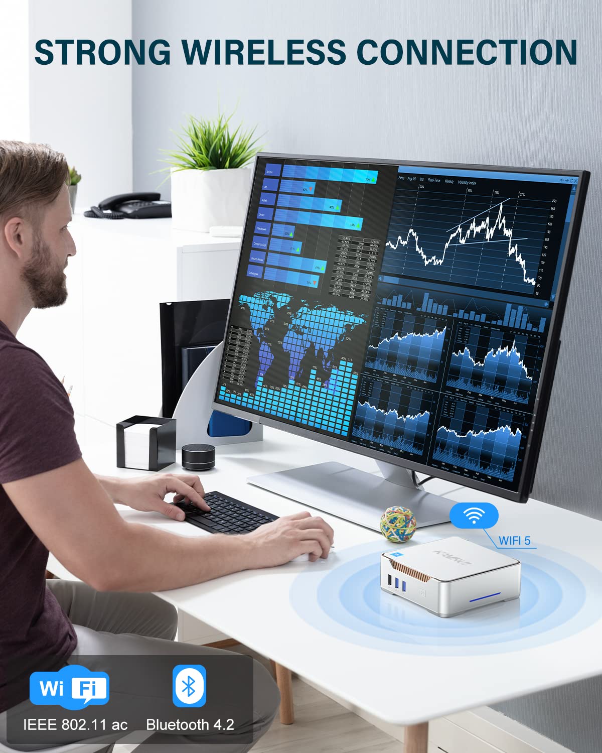 Kamrui Gk3Plus Mini Pc, 16Gb Ddr4 1Tb Ssd, 12Th Gen Alder Lake N95(Up To 3.40Ghz) Mini Desktop Computer, Support 2Xhdmi+Vga 4K T