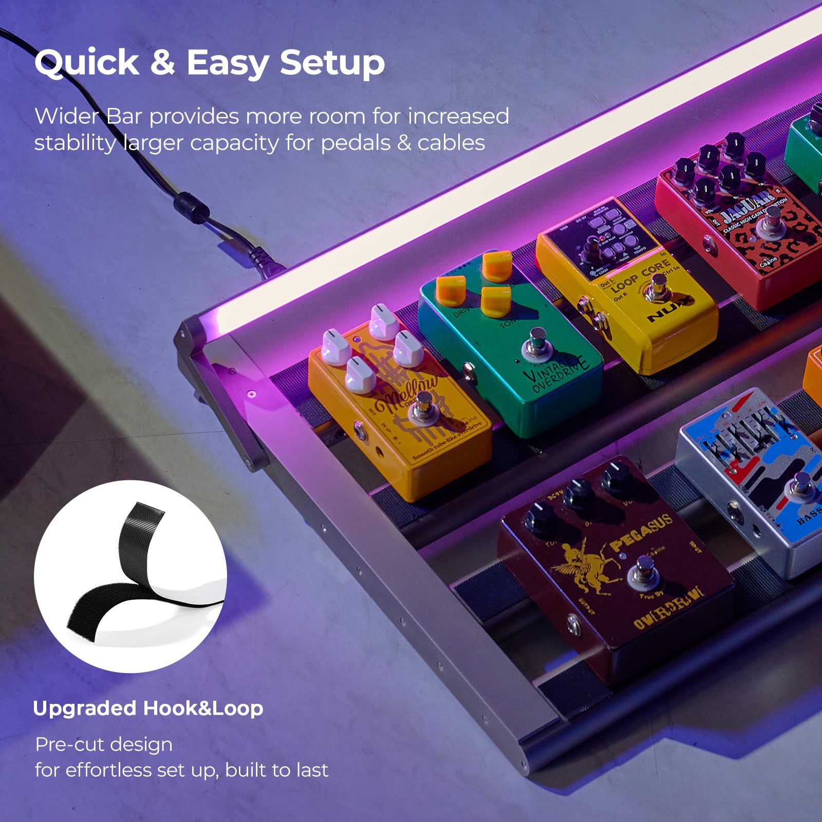 Vangoa Guitar Pedal Board With Built In Isolated Power Supply, Pd L Aluminum Alloy Folding Powered Guitar Pedalboard With Adjust