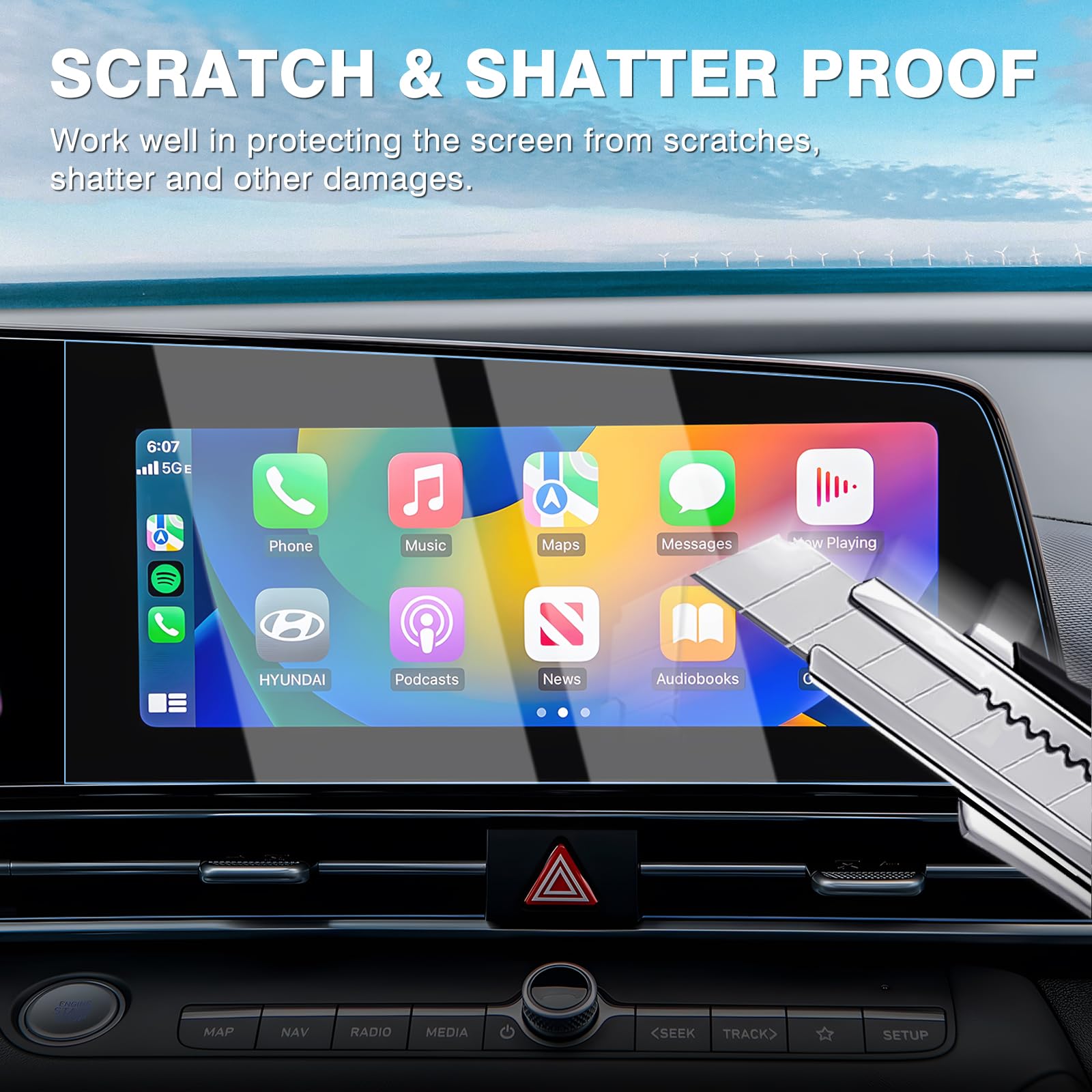 Karltys 2 Pack 10.25 Inch Screen Protector For Hyundai Elantra 2021 2024, Elantra Touchscreen Tempered Glass Screen Protector Car Radio Screen Cover Anti Glare Anti Scratch