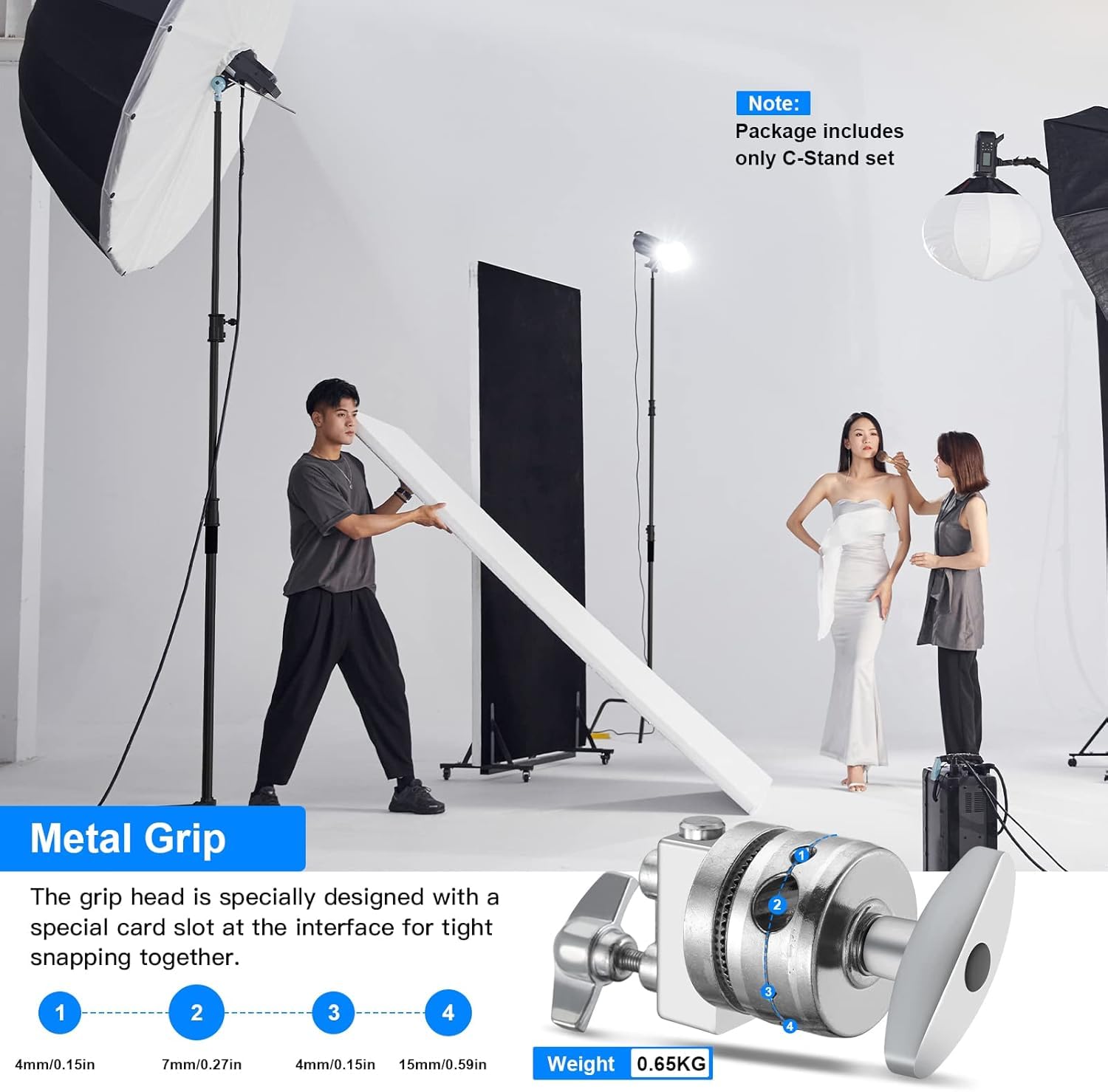 Soonpho Adjustable 10Ft/3.3M Heavy Duty Light Stand With Boom Arm And Wheels,100% Stainless Steel Reflector C Stand With Grip He