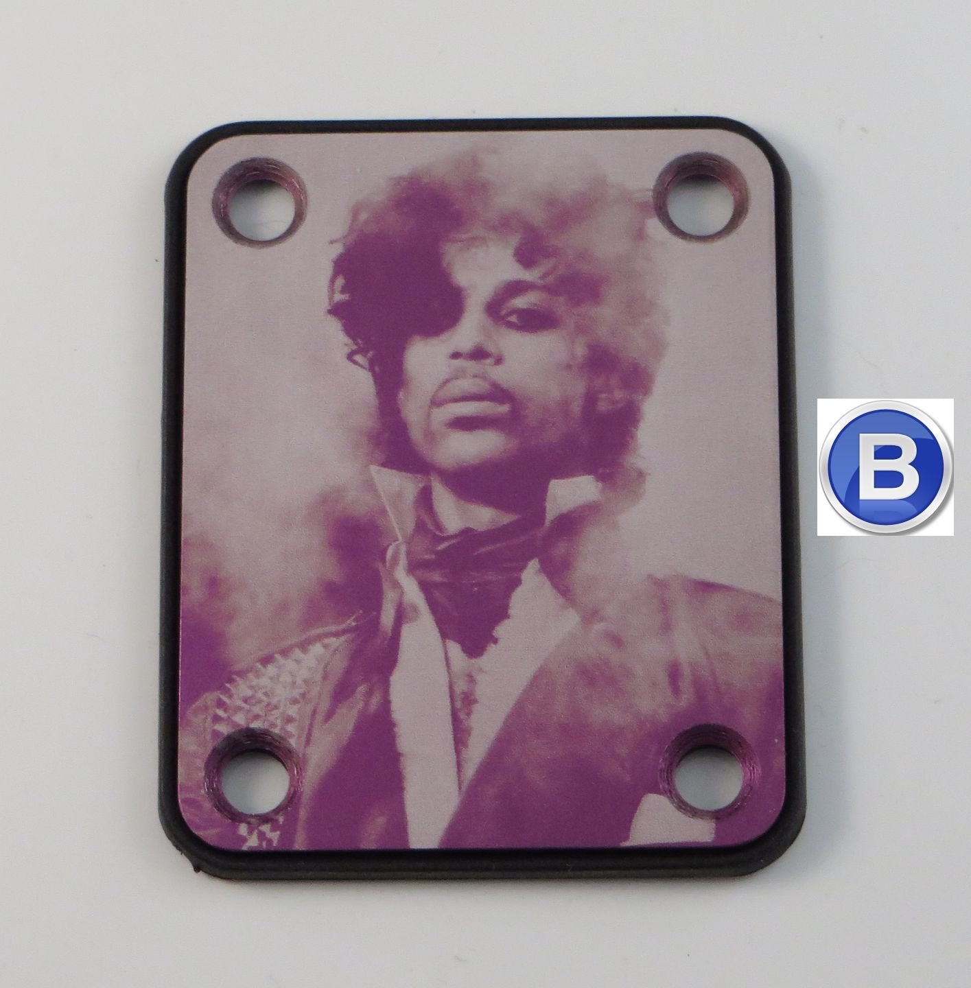 Prince Tribute Purple Guitar Neck Plate   Choose Design   Custom Engraved   Standard 4 Bolt