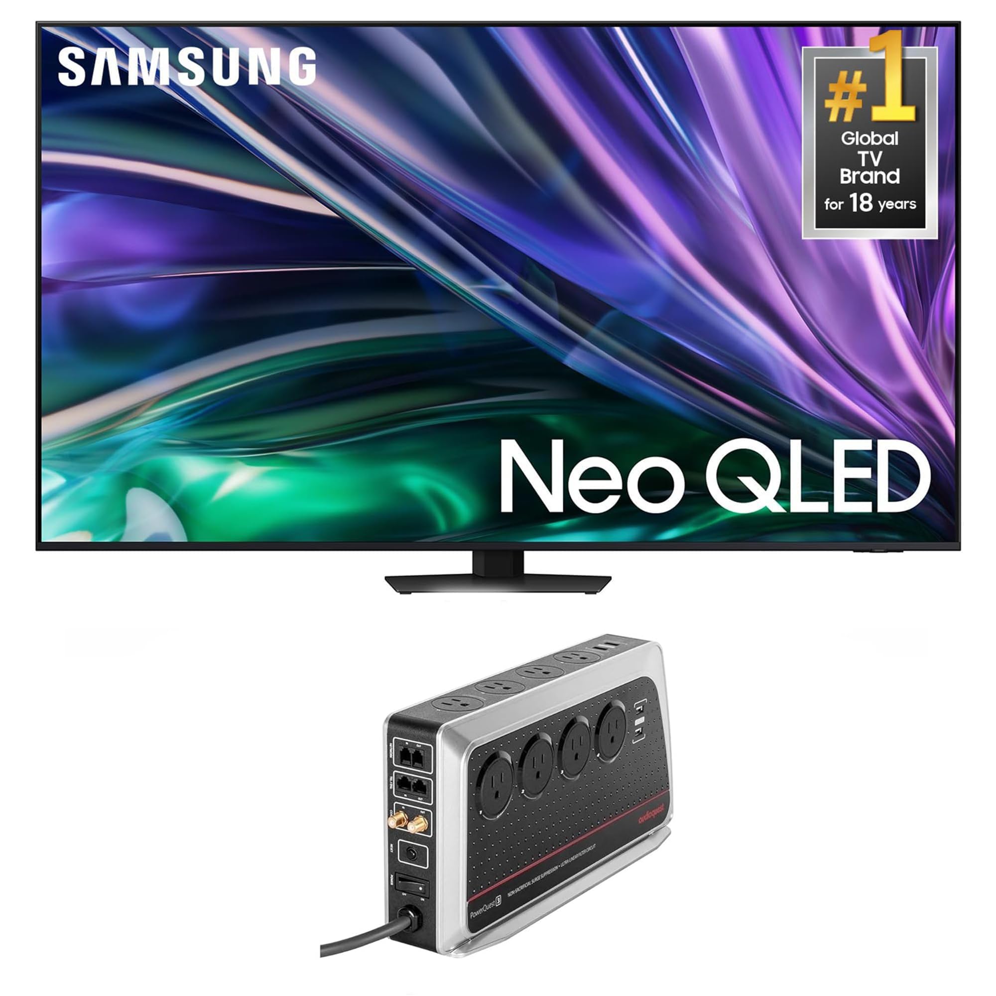 SAMSUNG QN75QN85DBFXZA 75 Inch Neo QLED 4K Smart TV with Dolby Atmos and an AudioQuest PowerQuest3 Power Filter/Surge Protector 