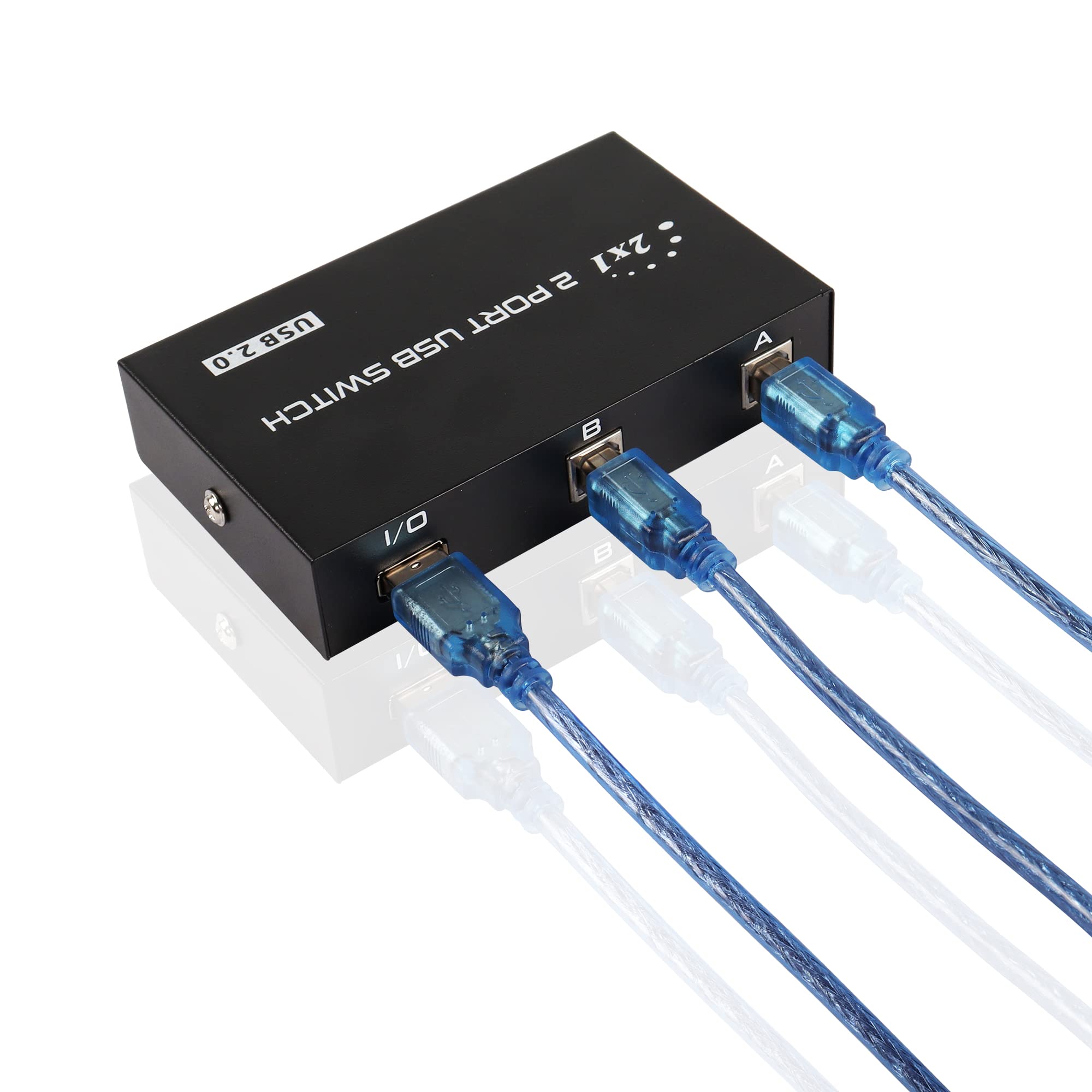 Qianrenon Printer Sharing Switch, 2 Port Usb 2.0 Switch Adapter For Usb Device Port Sharing Between 2 Computers (2 Switch),With