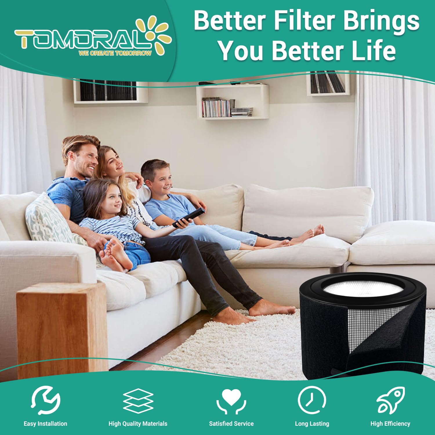 Tomoral 50250 True Hepa Filter Compatible With Honeywell 50250 S Air Filter, Hrf Ap1, Part#24000 With 2 Carbon Pre Filters