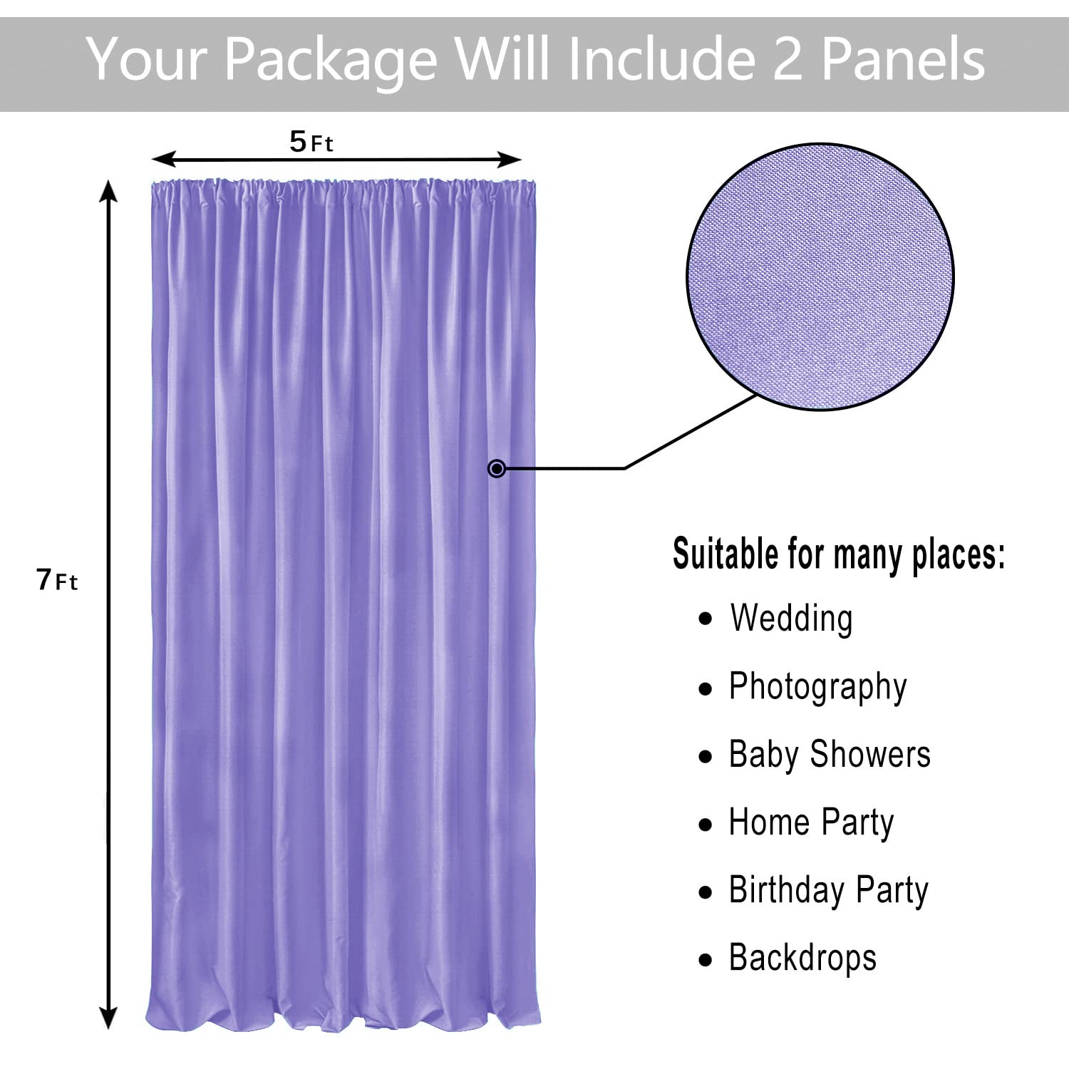 Hiasan Lavender Backdrop Curtains For Parties, Polyester Photography Backdrop Drapes For Family Gatherings, Wedding Decorations,