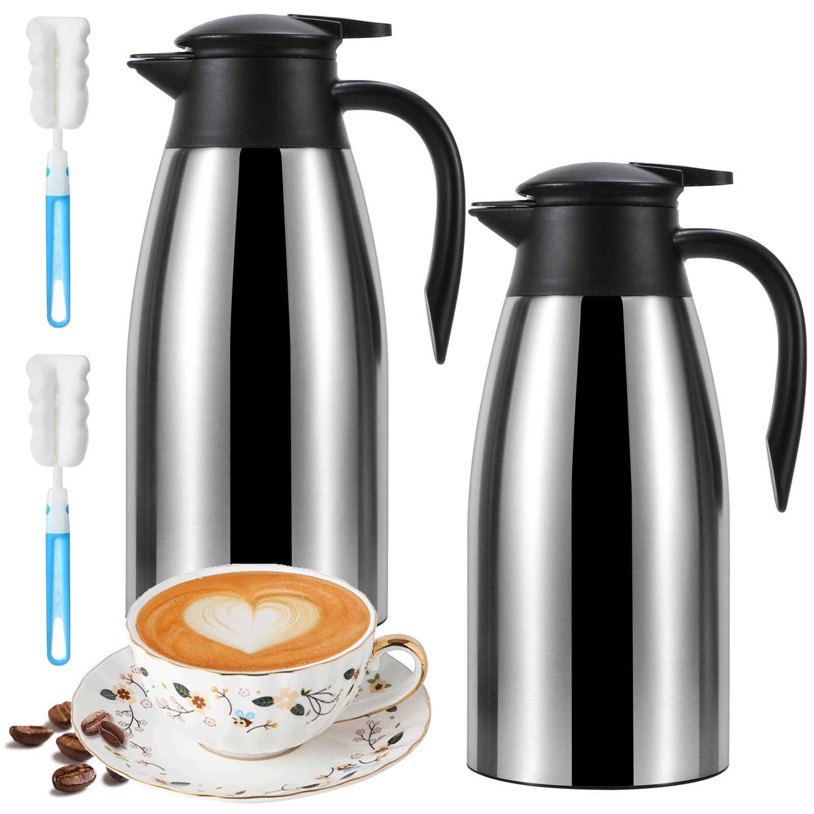 68Oz Thermal Coffee Carafe, Insulated Stainless Steel Coffee Carafes For Keeping Hot Coffee & Water Hot Beverage 12Hours, Double