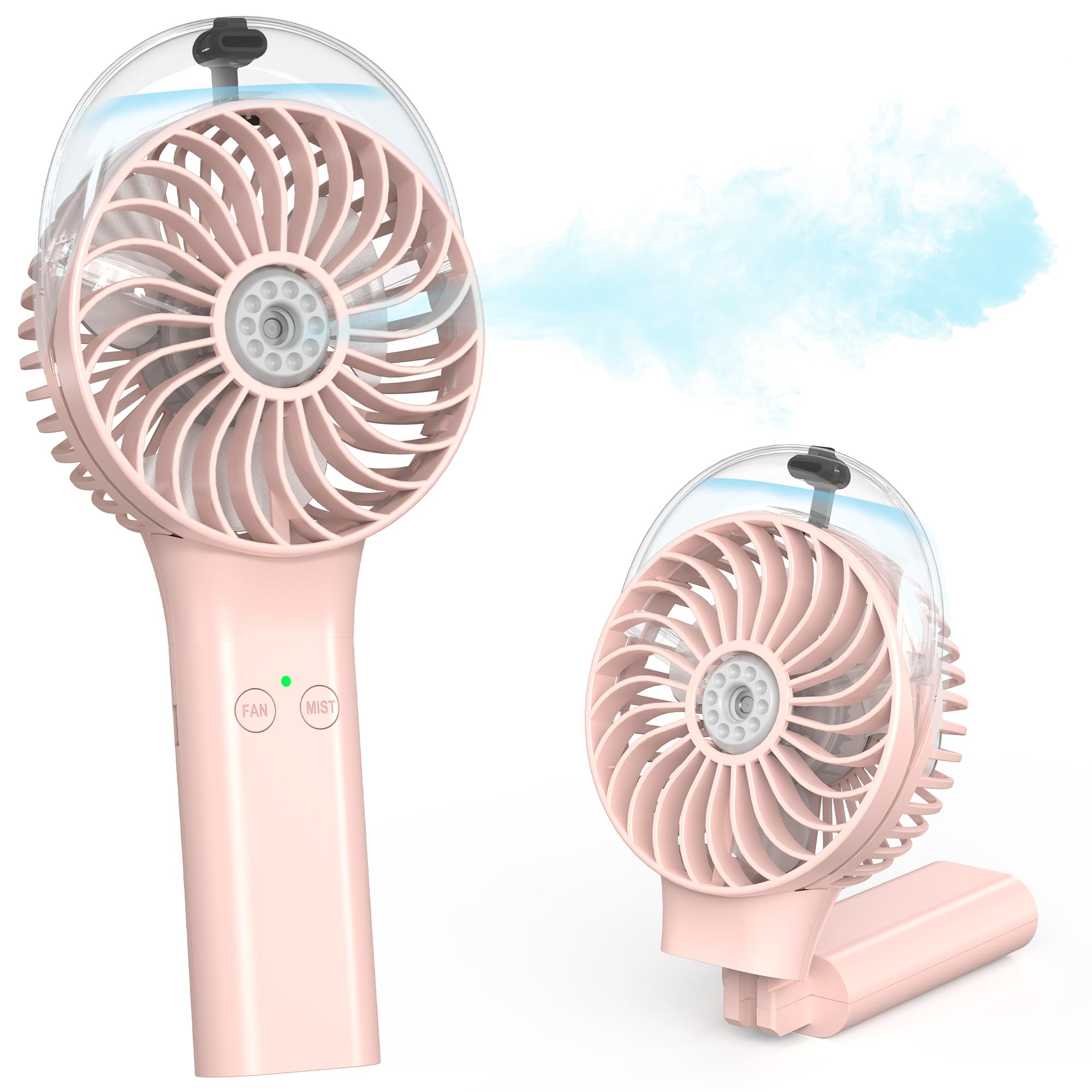 Comlife Portable Handheld Misting Fan, 3000Mah Rechargeable Battery Operated Spray Water Mist Fan, Foldable Mini Personal Fan Fo