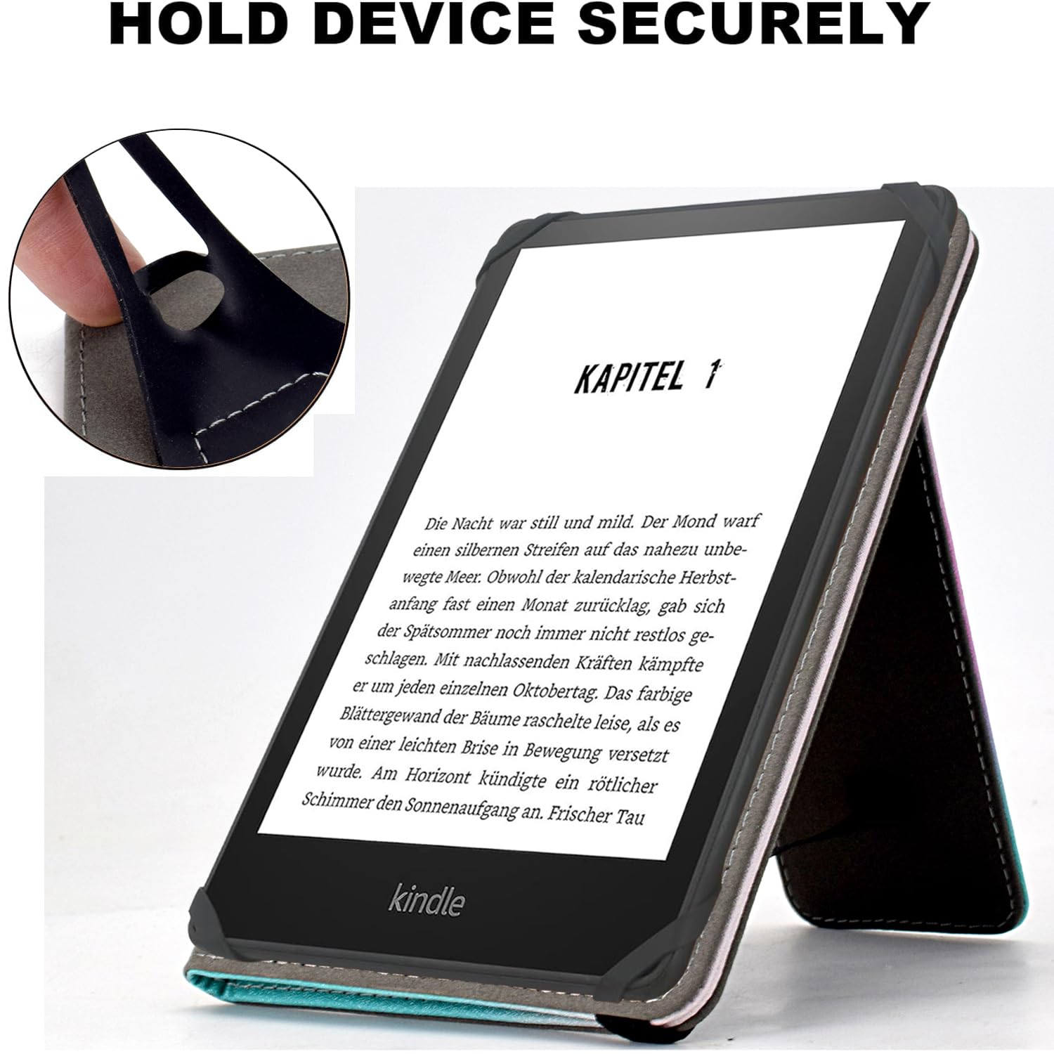 Kerom Universal 6 Inch Ereader Case, Universal Ereader Case 6 Inch, Pu Leather Stand Cover With Hand Strap For All 6   Kindle/