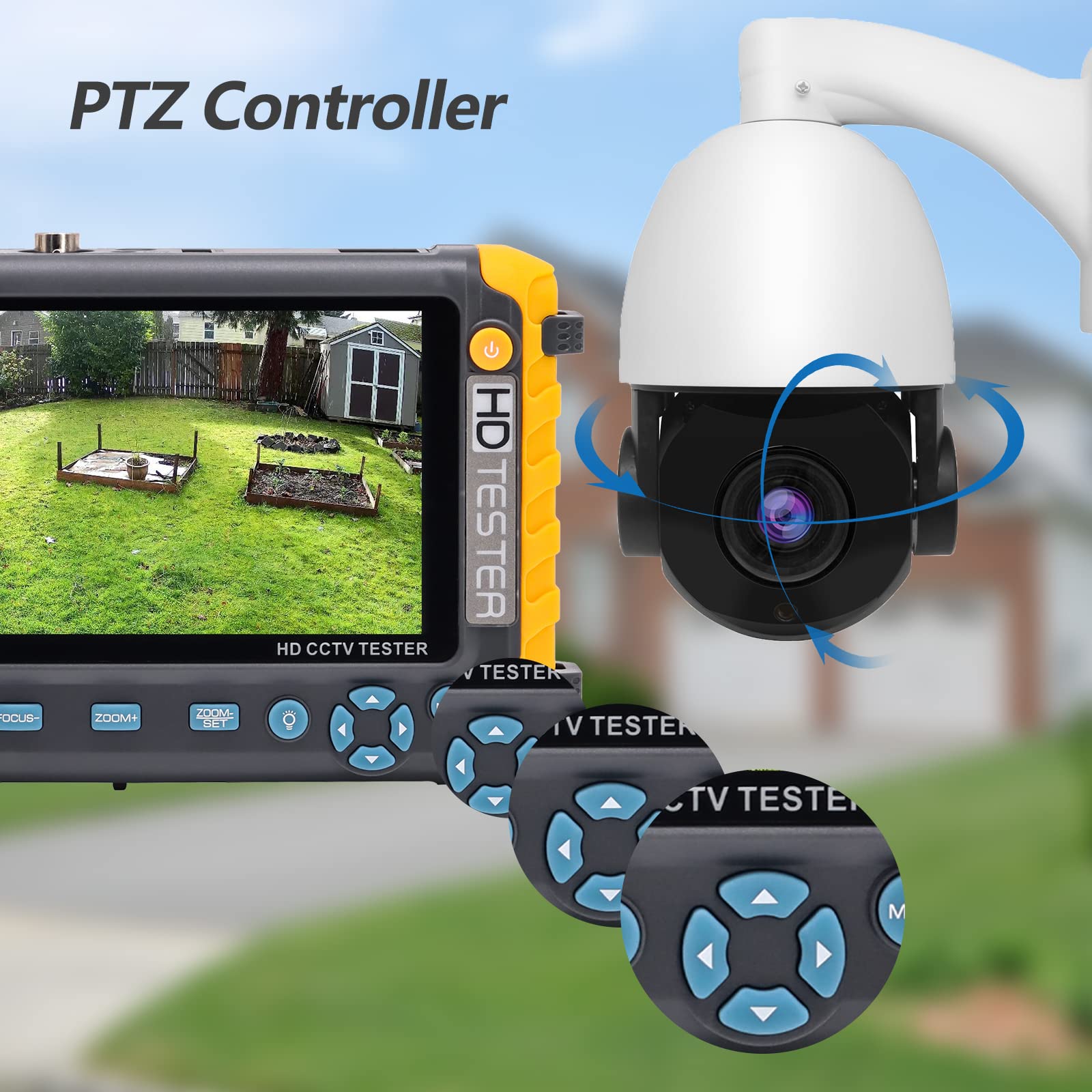 Anpviz 5 Inch 4 In 1 Cctv Monitor Tester, Ahd/Tvi/Cvi/Cvbs Coaxial Analog Video Cctv Tester, Utp/Ptz Cable Test For 1080P/3Mp/4Mp/5Mp/8Mp Analog Security Camera, Vga Dc12V Output Camera