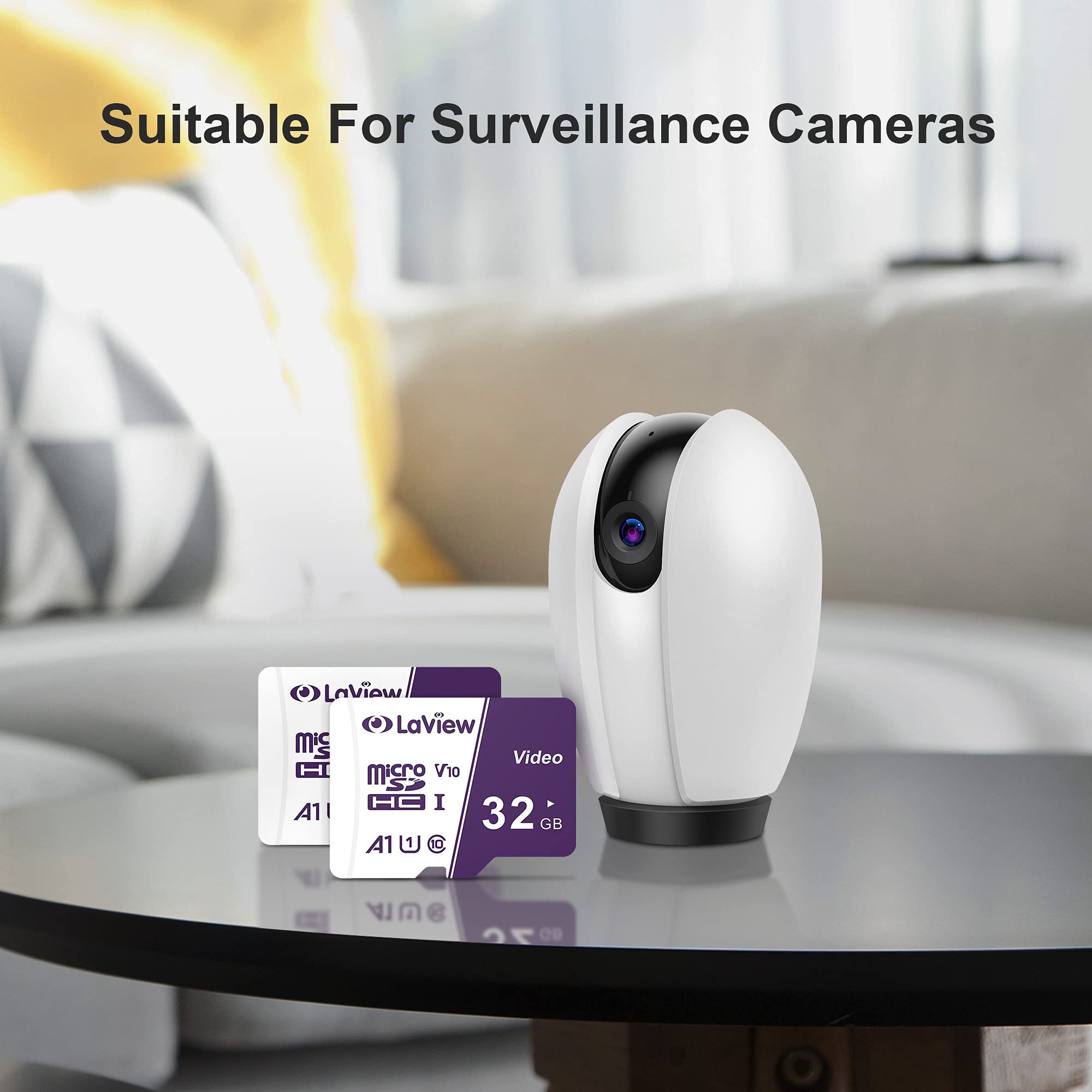 Laview 32Gb Micro Sd Card, Microsdxc Uhs I Memory Card   100Mb/S, 667X, U1, Class10, Fhd Video V10, A1, Fat32, High Speed Flash Tf Card P500 For Computer With Adapter/Cemera/Phone/Dash Cam/Tablet/Pc