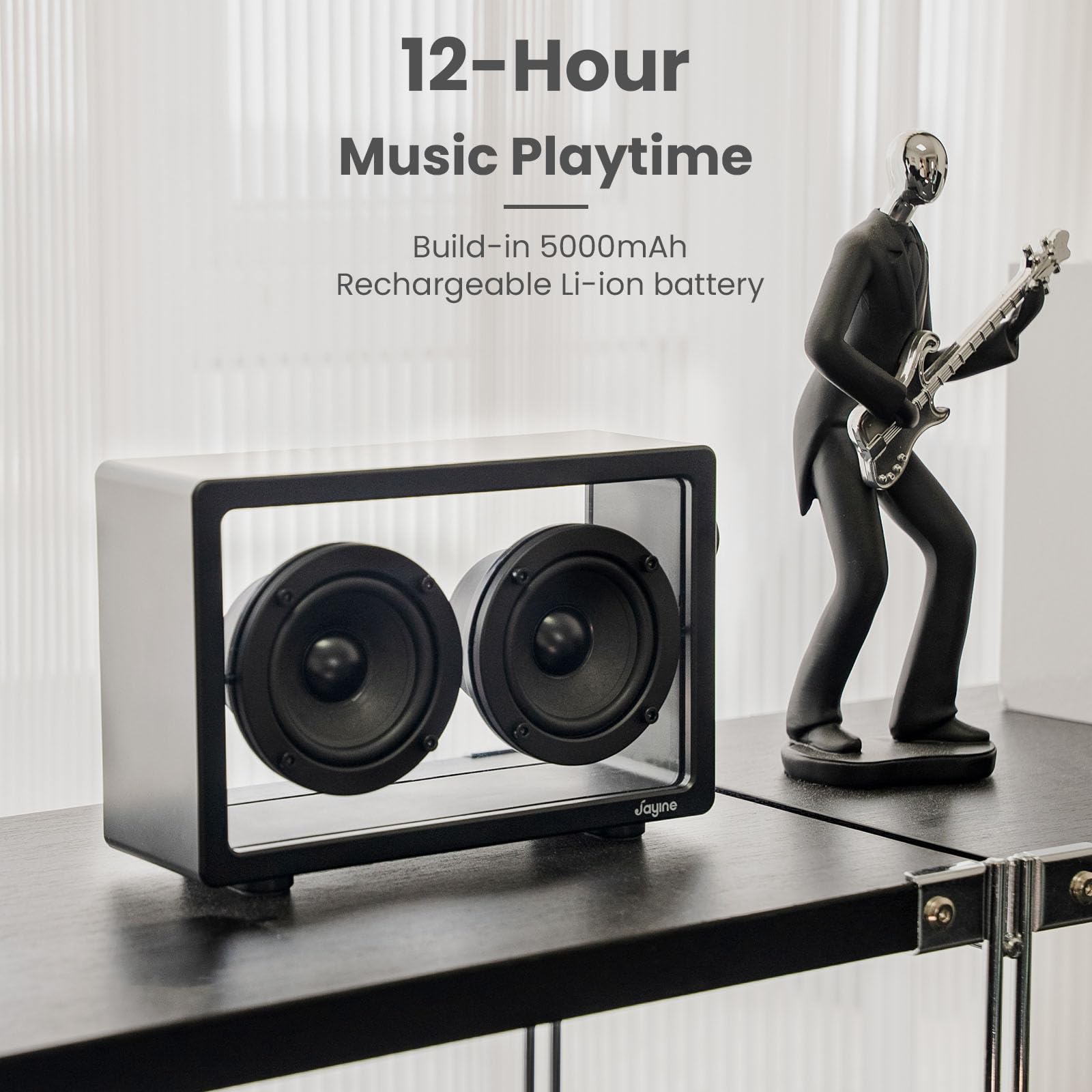 Jayine Cassette Portable Bluetooth Speaker, 16W Minimalist Speakers Bluetooth Wireless Loud, Hd Powerful Sound And Wide Compatib