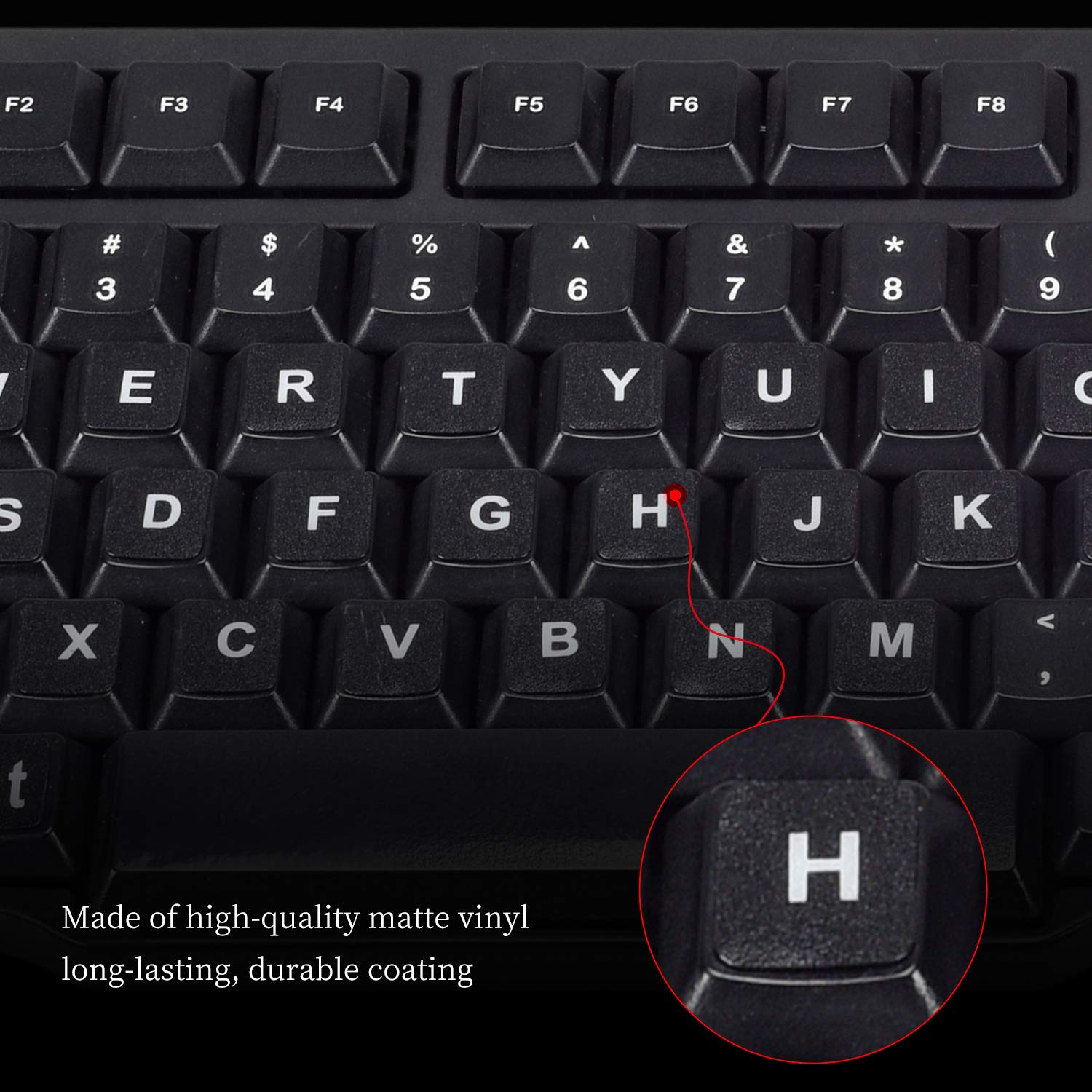 English Keyboard Stickers, Universal Large Letters Computer Laptop Replacement Keyboard Stickers With White Font Black Backgroun