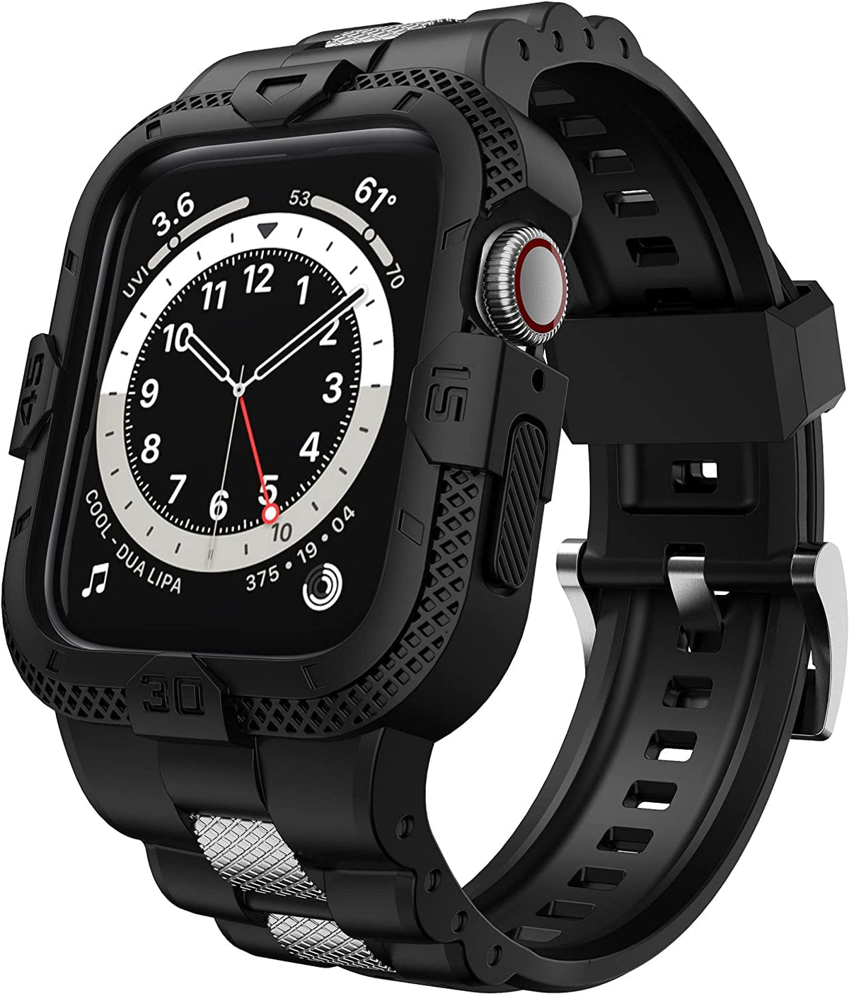 Gelishi Compatible For Apple Watch Band 41Mm 40Mm 38Mm With Bumper Case, Rugged Men Bands Tpu Strap For Se Watch Series 9 8 7 6