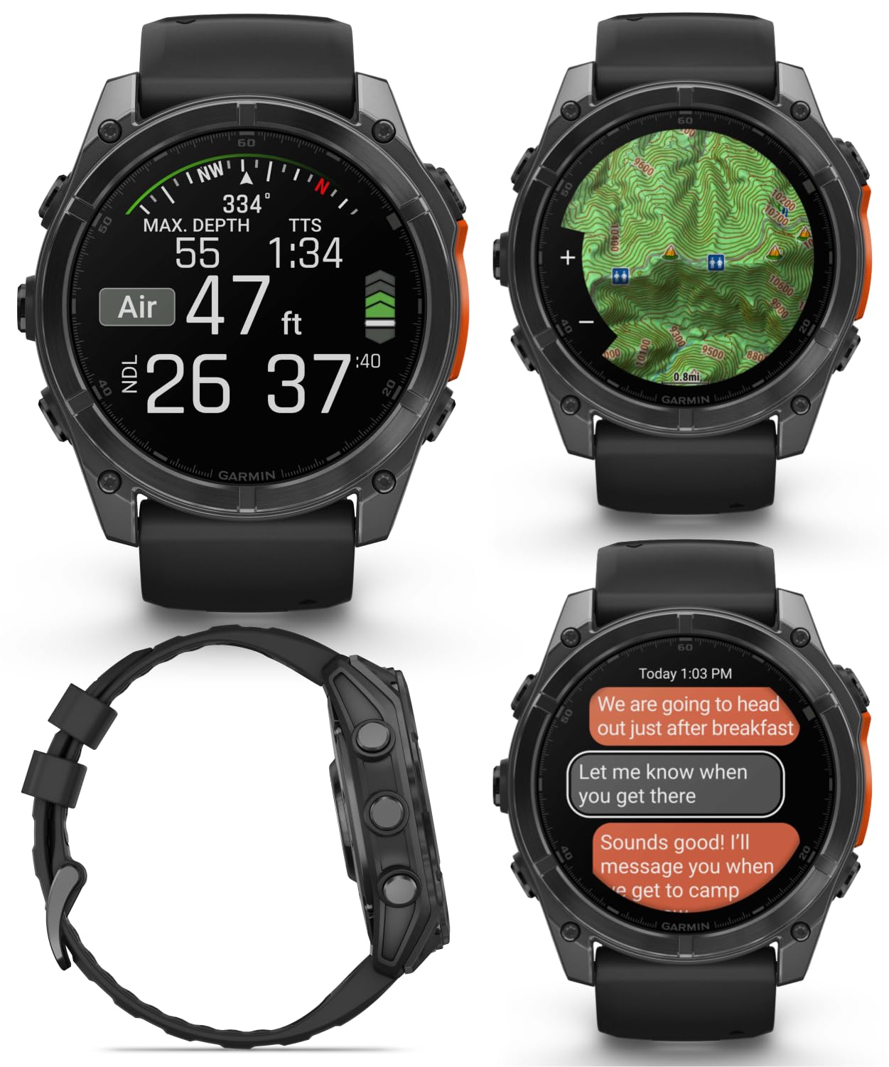 Wearable4U Garmin Fenix 8 - 51 Mm, Amoled Multisport Gps Smartwatch, Slate Gray With Black Silicone Band, Built-In Led Flashligh