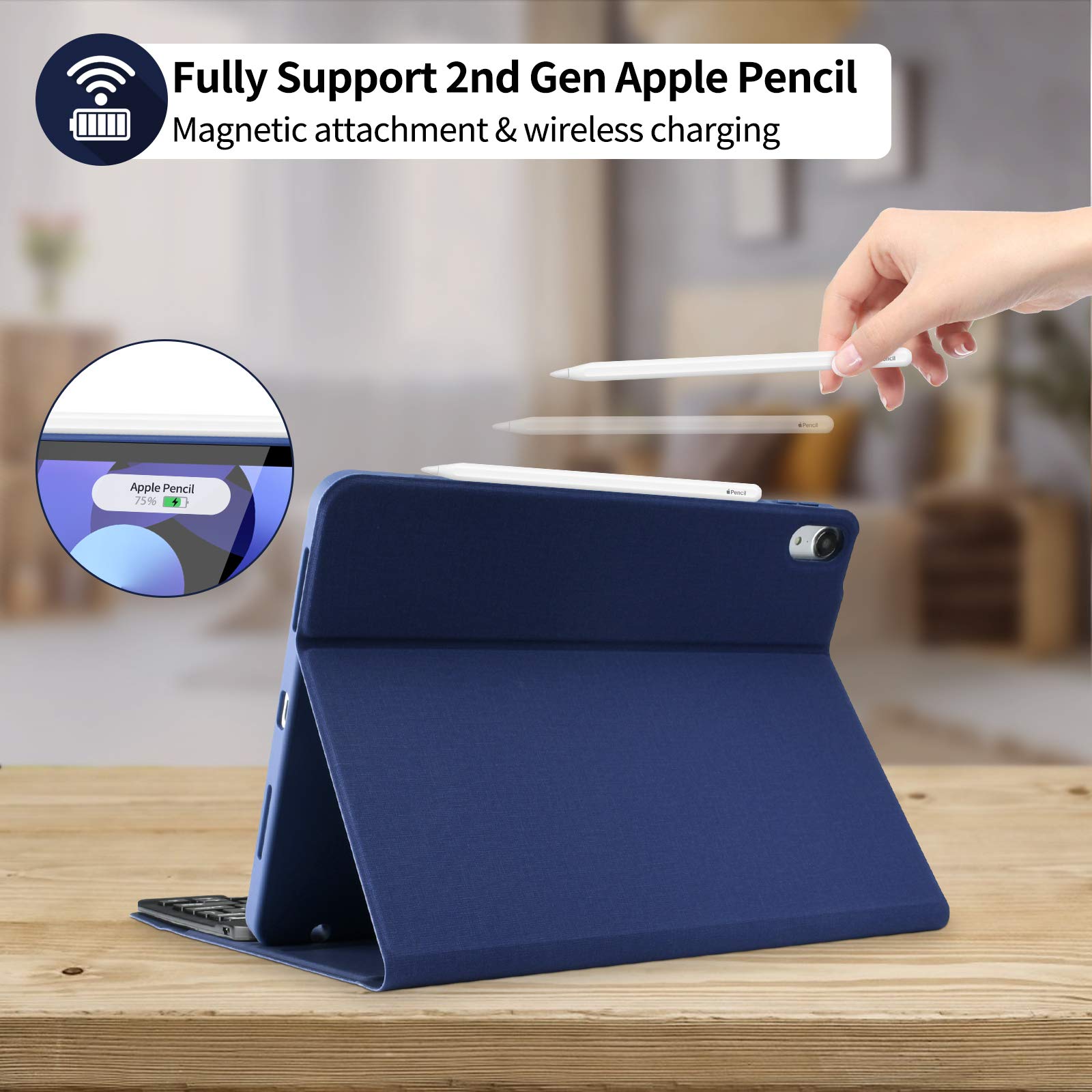 Kbcase For Ipad Air 5Th/4Th Generation Case With Keyboard, Keyboard Case For Ipad Air 11 Inch (M2) 2024/For Ipad Pro 11 2018, De