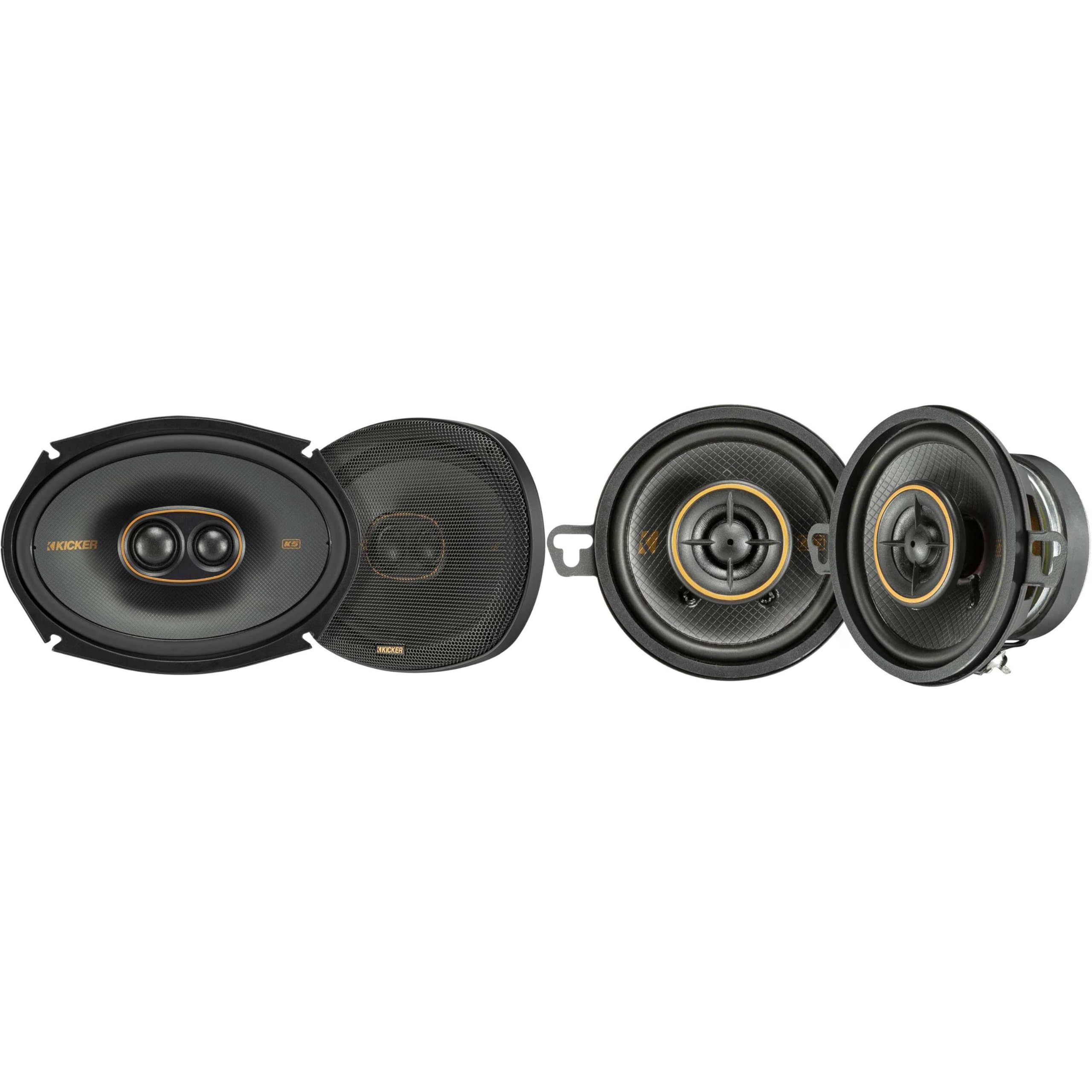 Kicker 51KSC69304 KS-Series 6x9 3-Way Speakers with 1 and .75 tweeters w/ 51KSC3504 3.5 Coaxial Bundle
