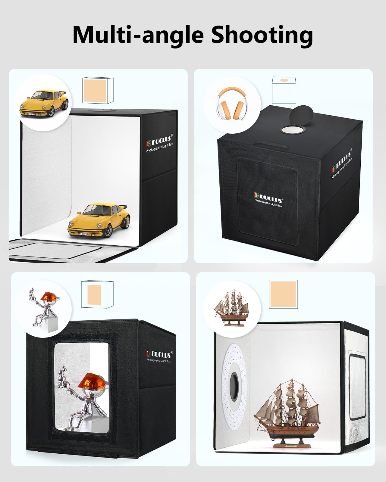 Duclus Light Box Photography 20'' X 20'', Large Portable Photo Studio Light Tent Kit, Professional Dimmable Photo Booth With 216