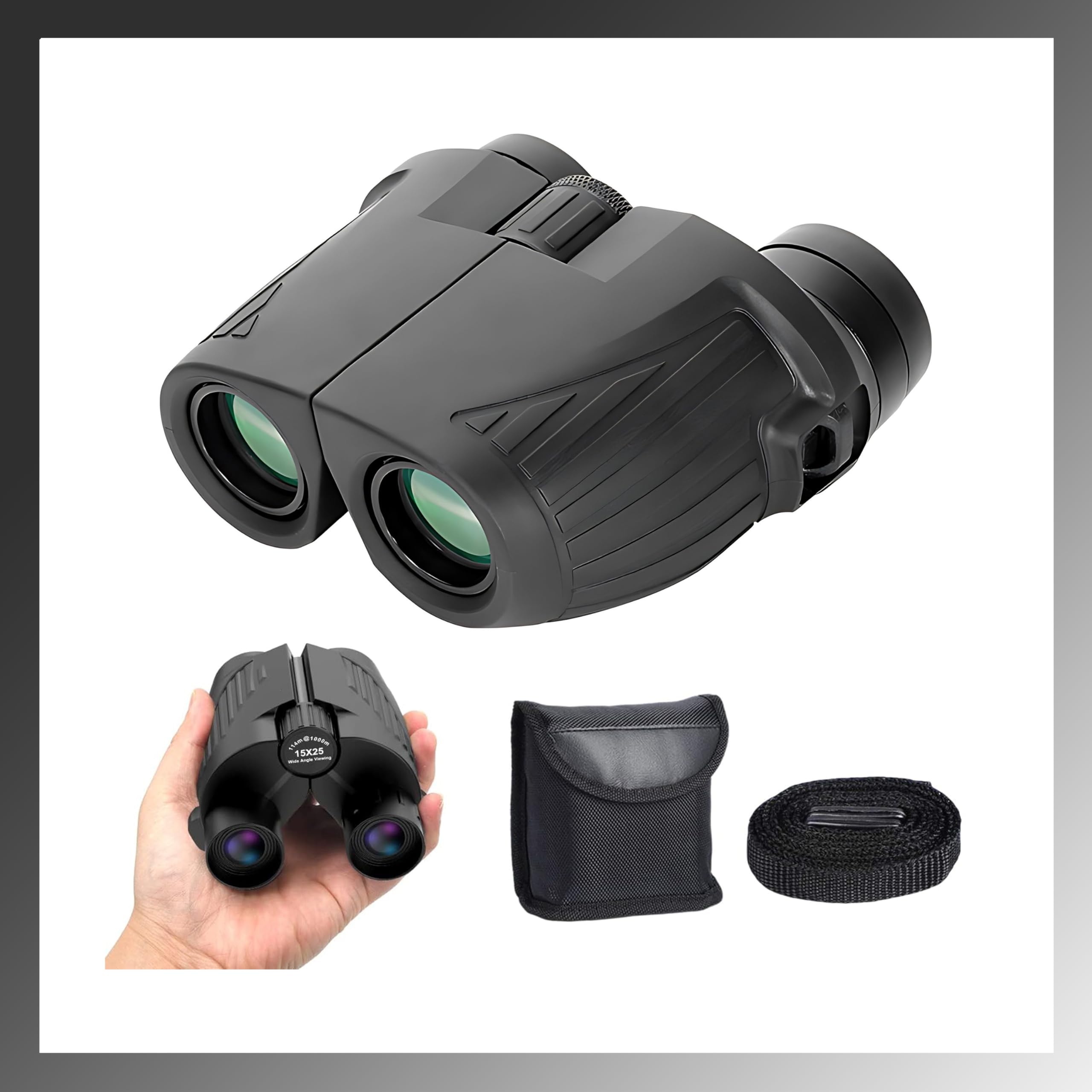 Pokanic Binoculars High Resolution 12 X 25 Optics Clear Vision Compact Size Outdoor Camping, Travel, Hiking, Bird Watching, Adve