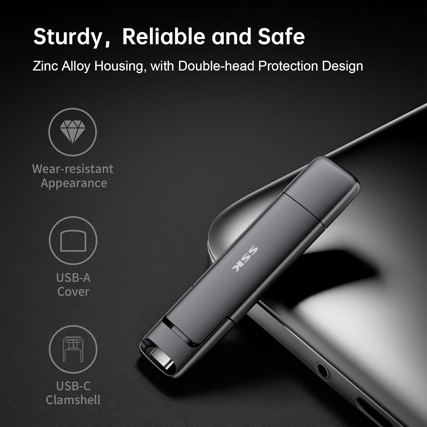 Ssk 2Tb Ssd Usb C Stick Up To 1000Mb/S,Fast External Ssd Dual Drive Type C + Usb A 3.2 Gen 2 Solid State Thumb Drive,Usb Memory Stick For Iphone 15/Ps4/Android Phone/Tablet/Windows/Mac