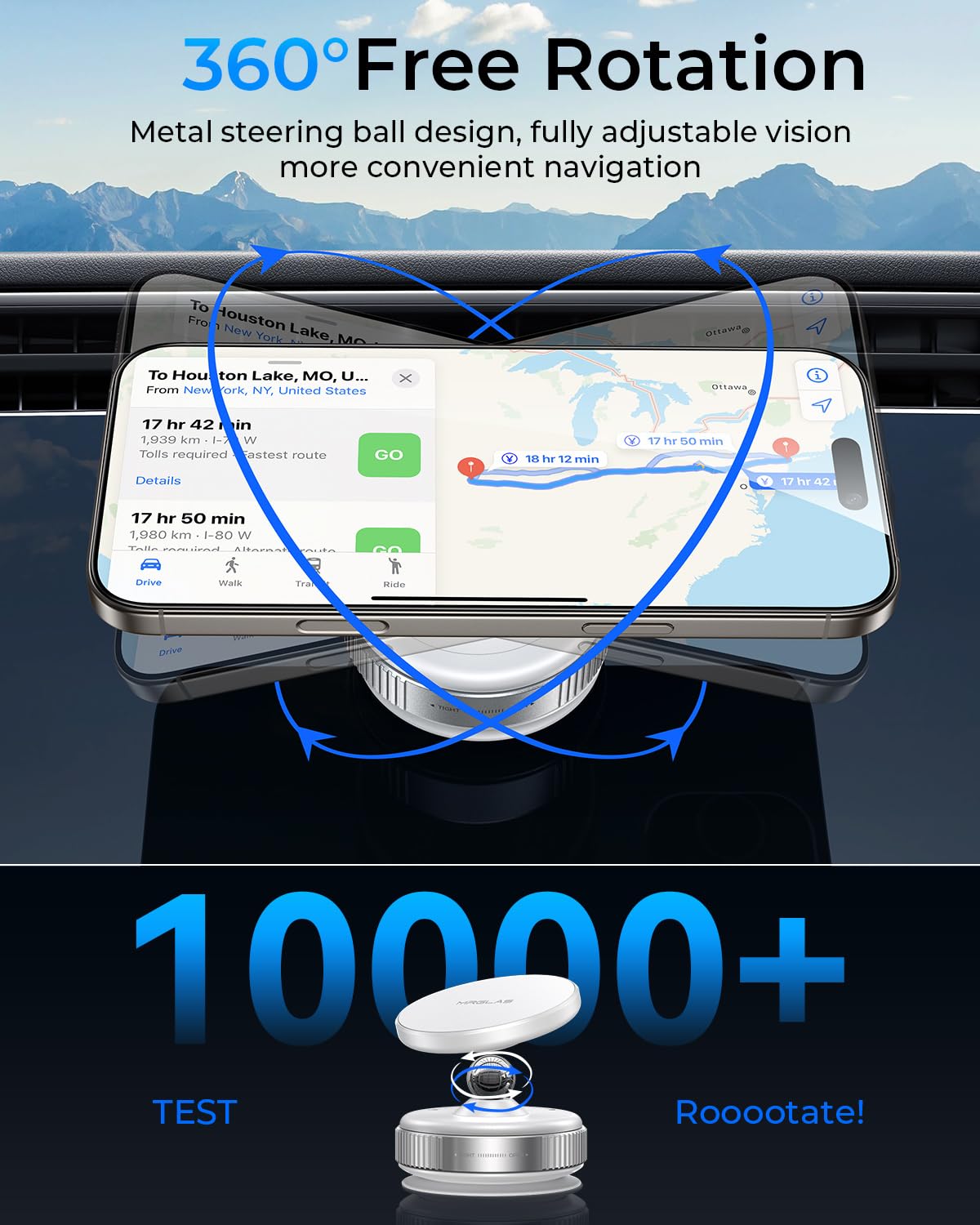 Mrglas Upgraded 360 Adjustable Vacuum Magnetic Phone Holder Stand[Strongest Suction & Ultra Magnetic] Car Phone Mount For Magsaf