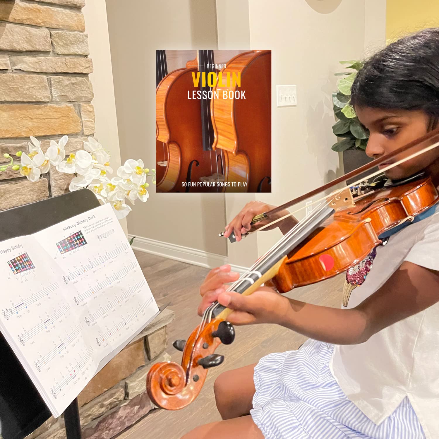 Qmg Beginner Violin Lesson Book, Suitable For All Levels, Color Coded Notes, 50 Amazing & Popular Songs