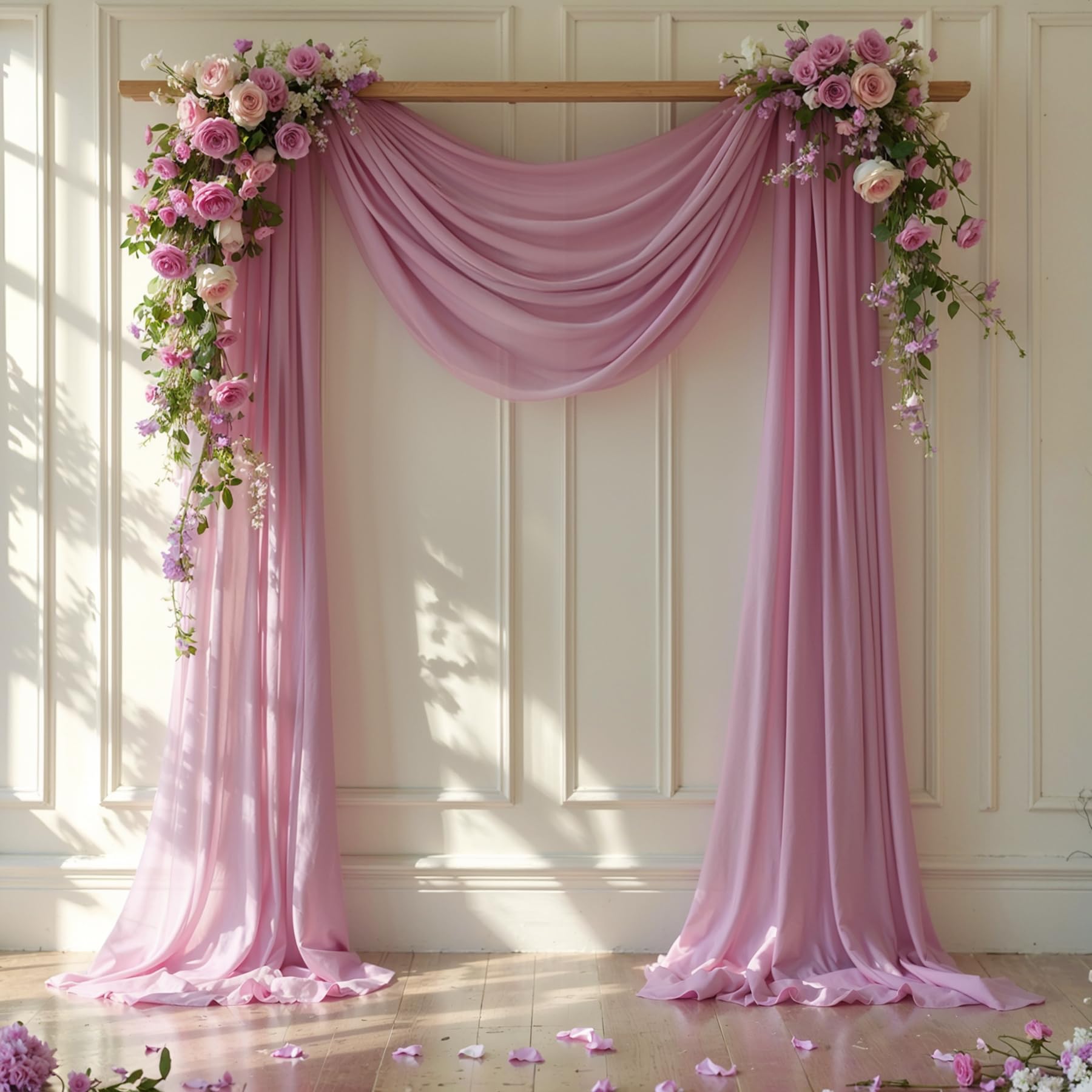 Wedding Arch Draping Fabric, 1 Panel 28 x 19Ft Dusty Rose Arch Drapes Sheer Backdrop Curtain for Wedding Ceremony Party Ceiling 