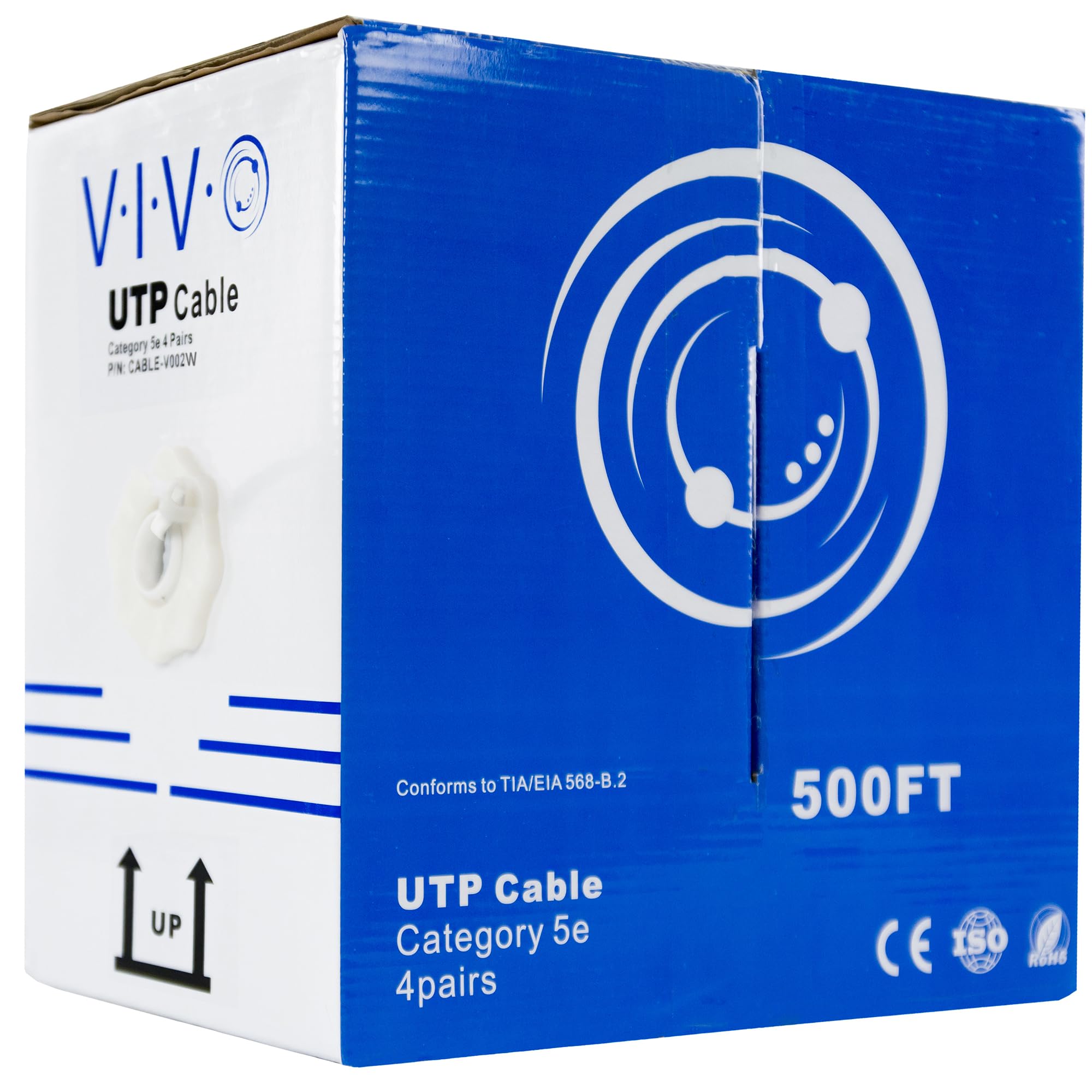 VIVO 500ft Bulk Cat5e Wire, CCA Ethernet Cable, 24 AWG, UTP Pull Box, LAN Network, White, CABLE V002W