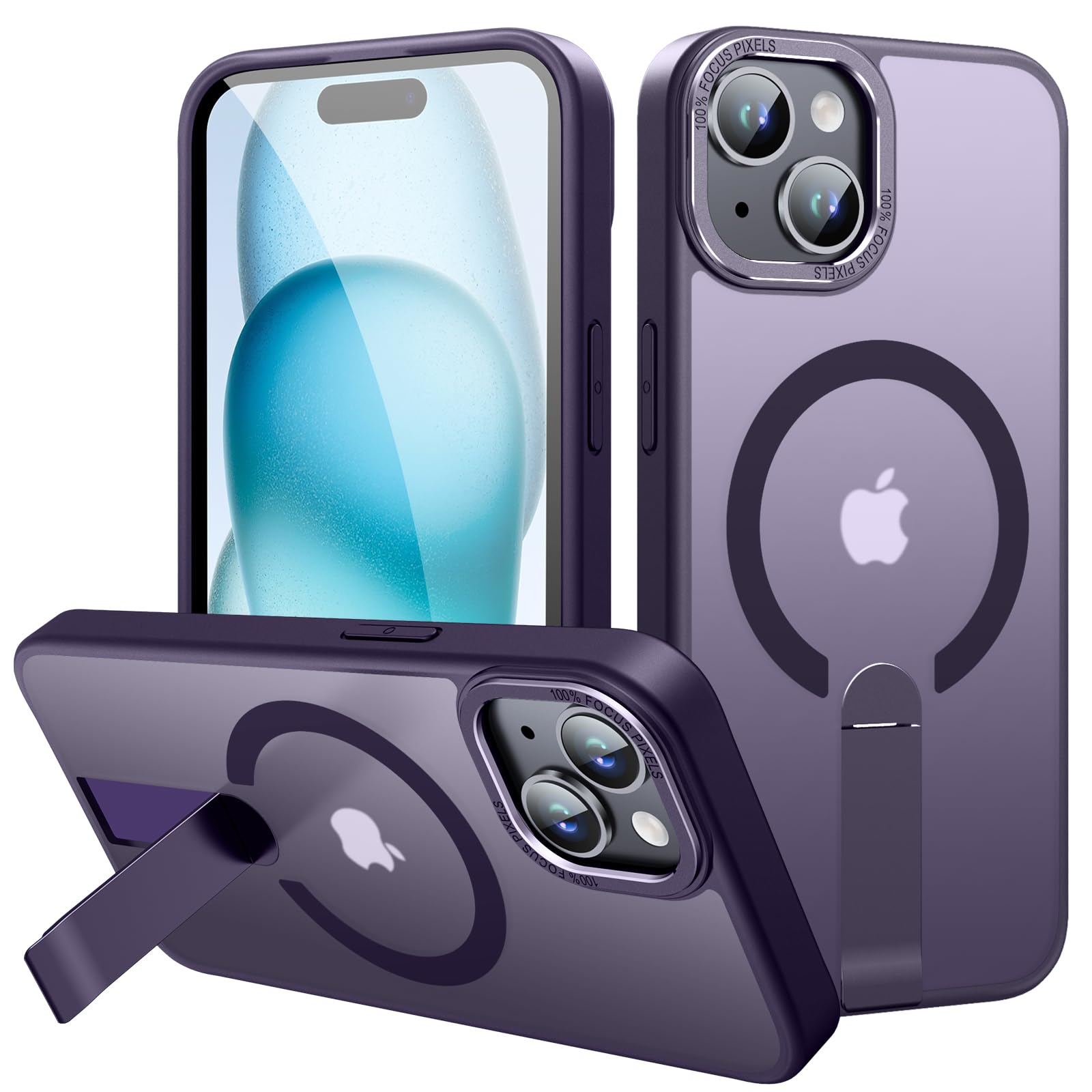 Imuruktek Magnetic for iPhone 14 Plus Case/iPhone 15 Plus Case with Stand, Compatible with MagSafe for i Phone 14 Plus Case, Mat