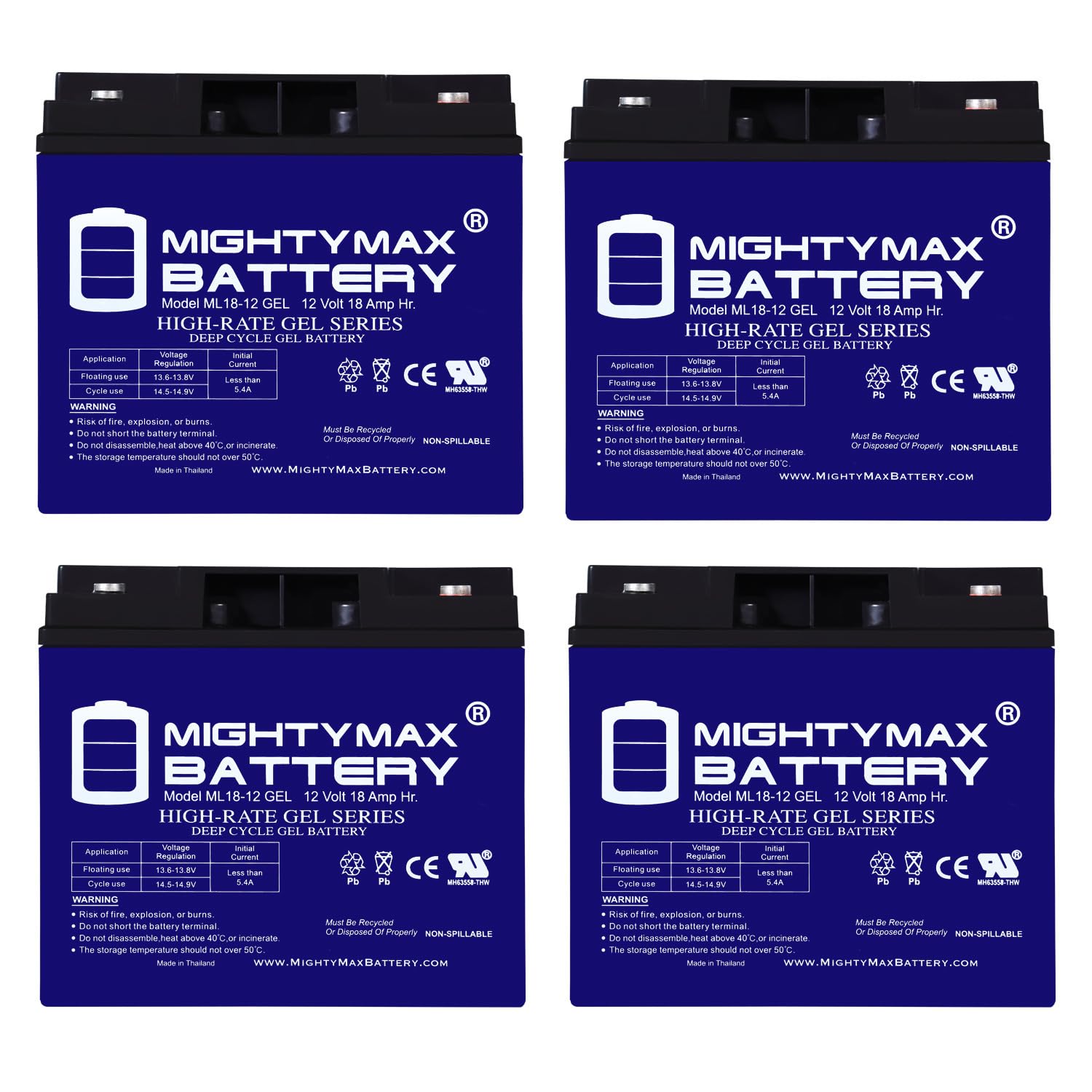 Mighty Max Battery 12V 18Ah Gel Battery For Baoshi 6 Dzm 20 6Dzm 20 4 Pack