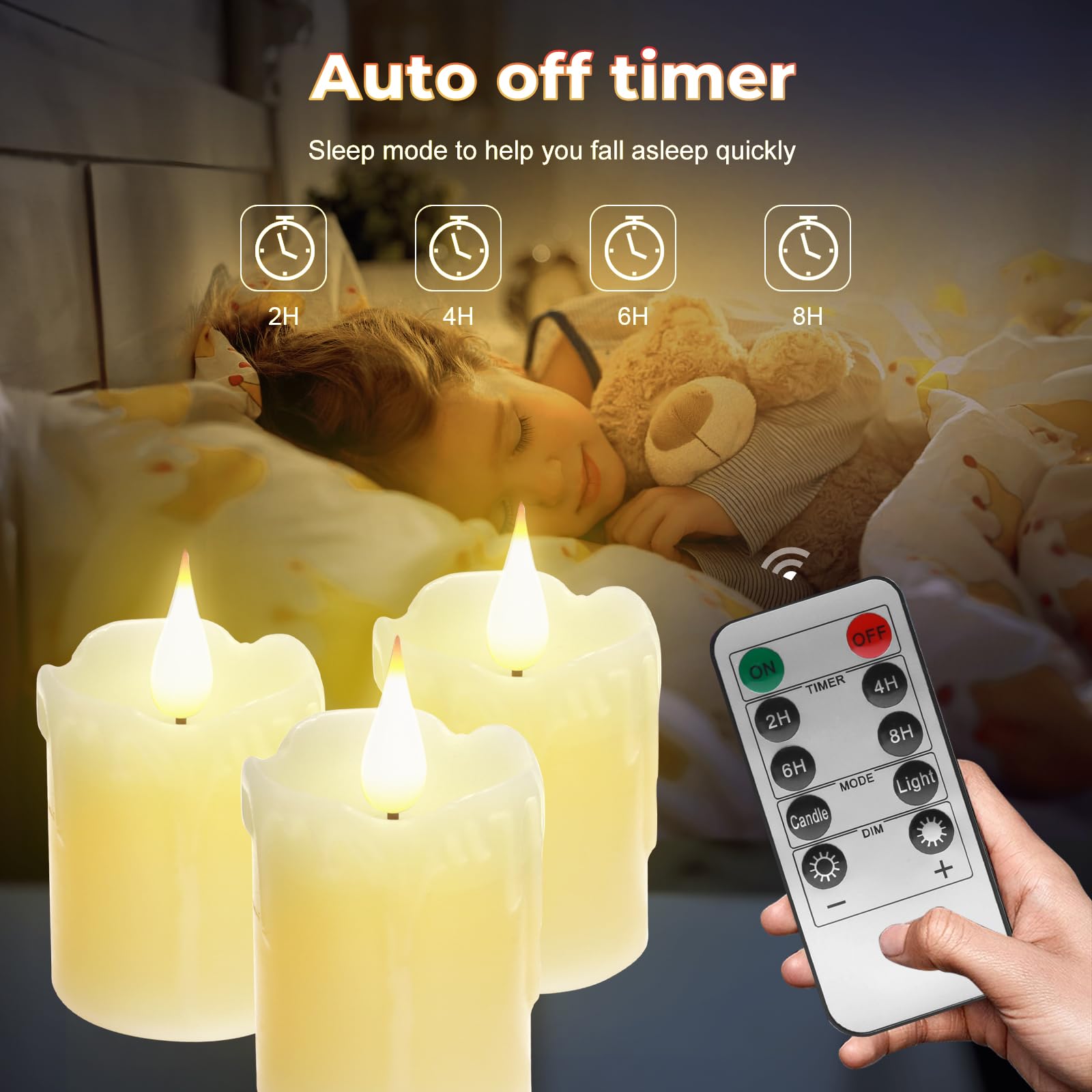 6 Pcs Real Wax Rechargeable Flameless Warm White Led Candles,Remote Control,D2 X H4   ,Brightness Adjustable Flickering Battery