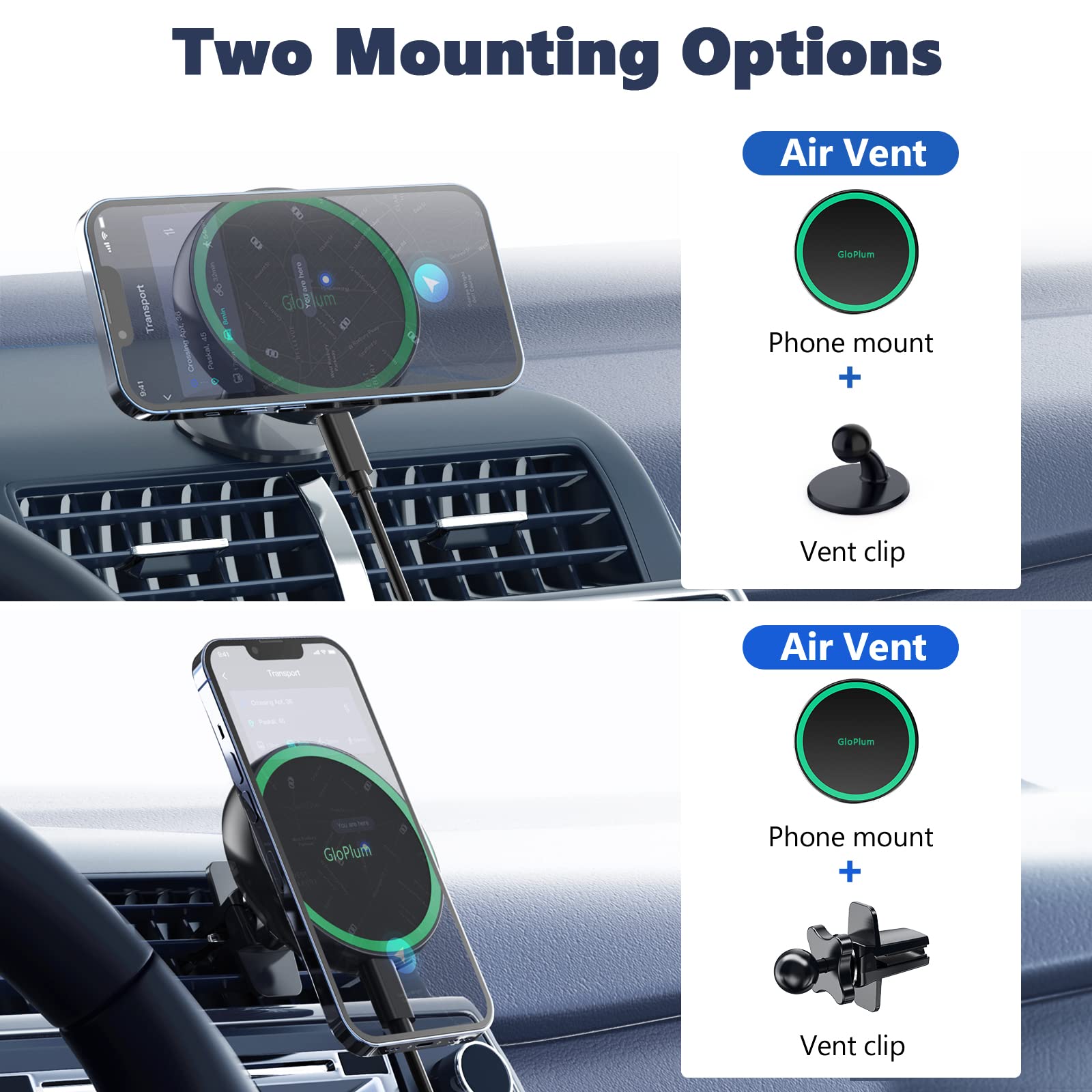 Magnetic Wireless Car Charger Mount Compatible With Magsafe Iphone 15/ Iphone 14/Iphone 13, Fast Charging Air Vent Magnet Access