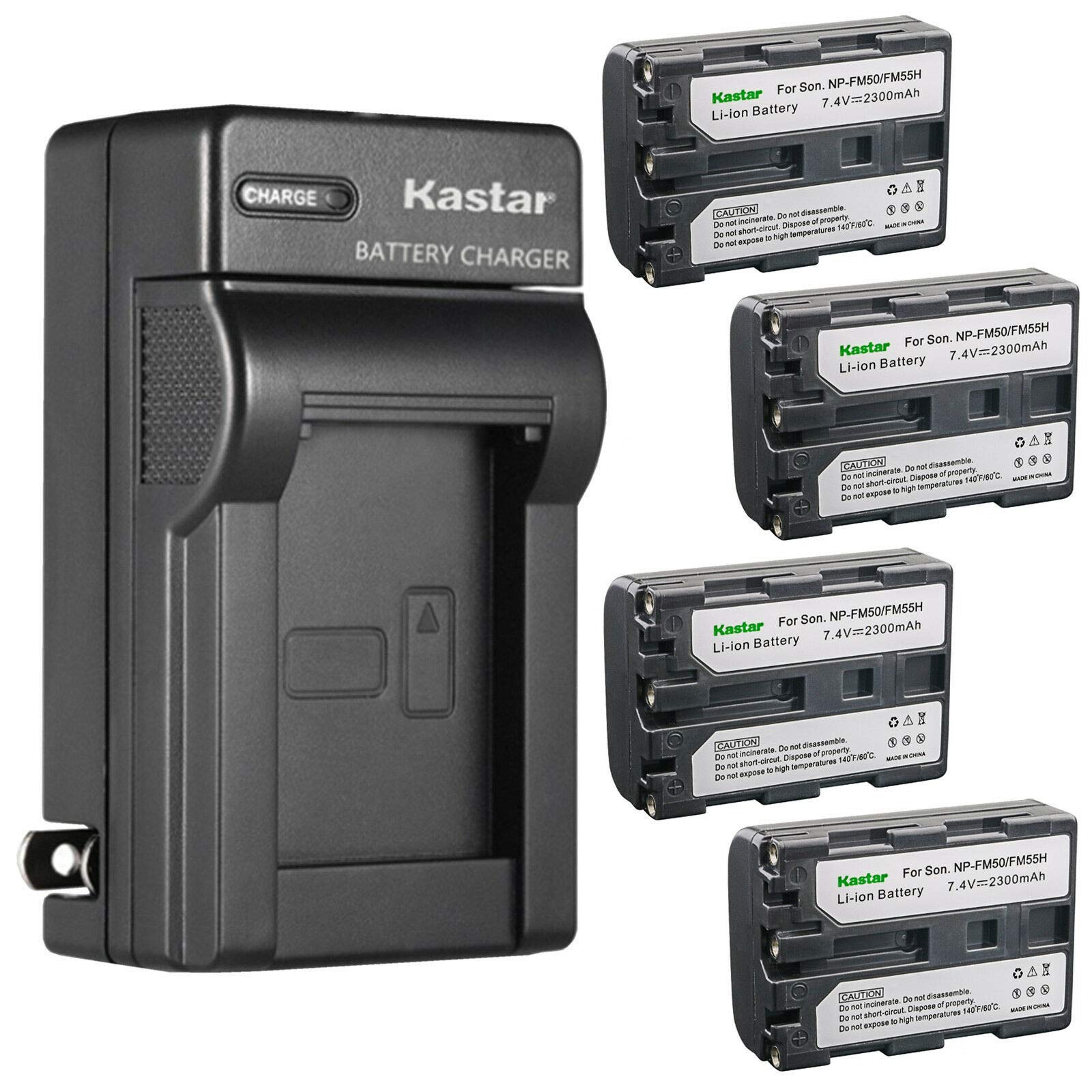 Kastar 4-Pack Battery and AC Wall Charger Replacement for Sony DCR-DVD100, DCR-DVD101, DCR-DVD200, DCR-DVD201, DCR-DVD300, DCR-D