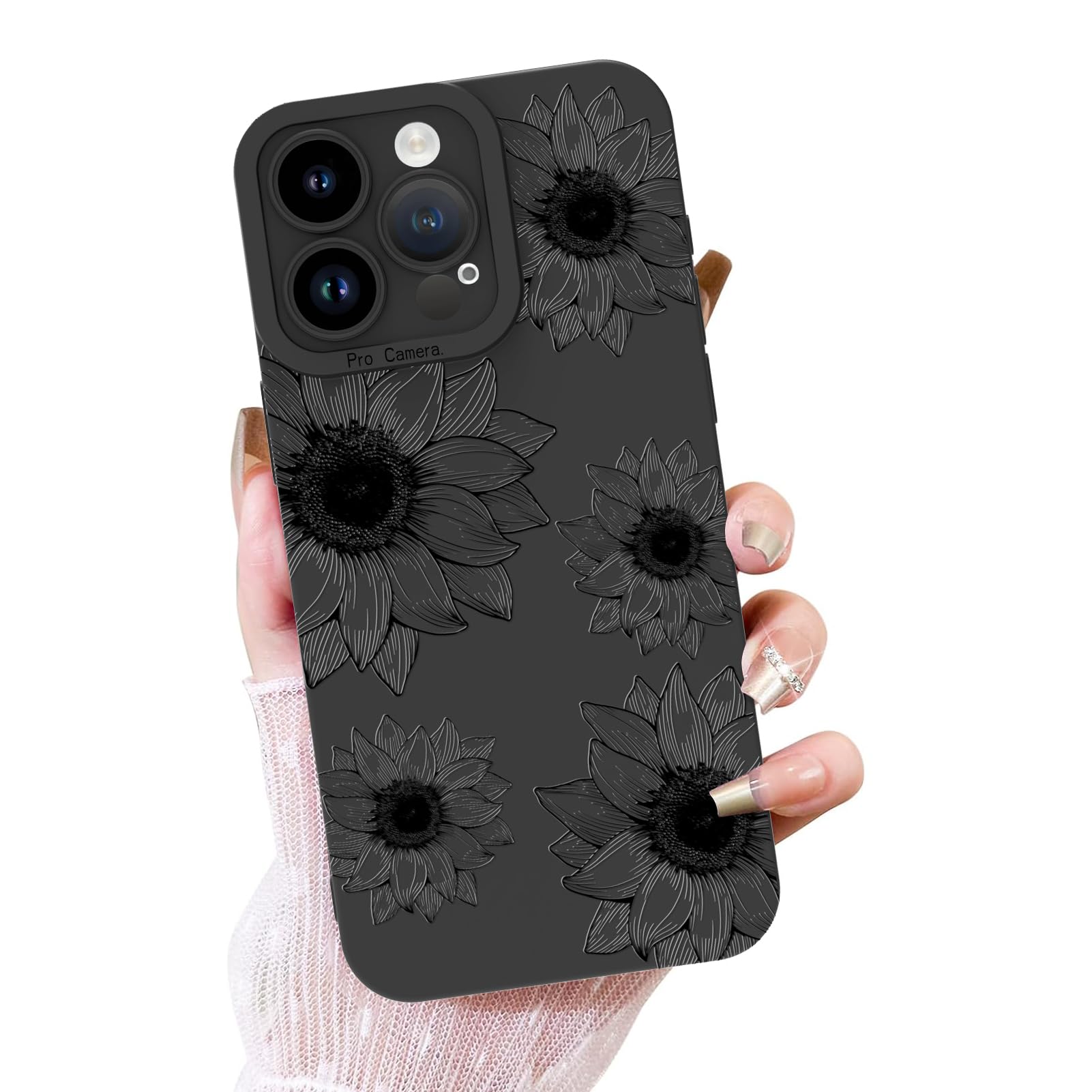 Ook Floral Case For Iphone 14 Pro Case, Cute Sunflower Floral Blooms Design Soft Tpu Shockproof Protective For Women Girls Phone