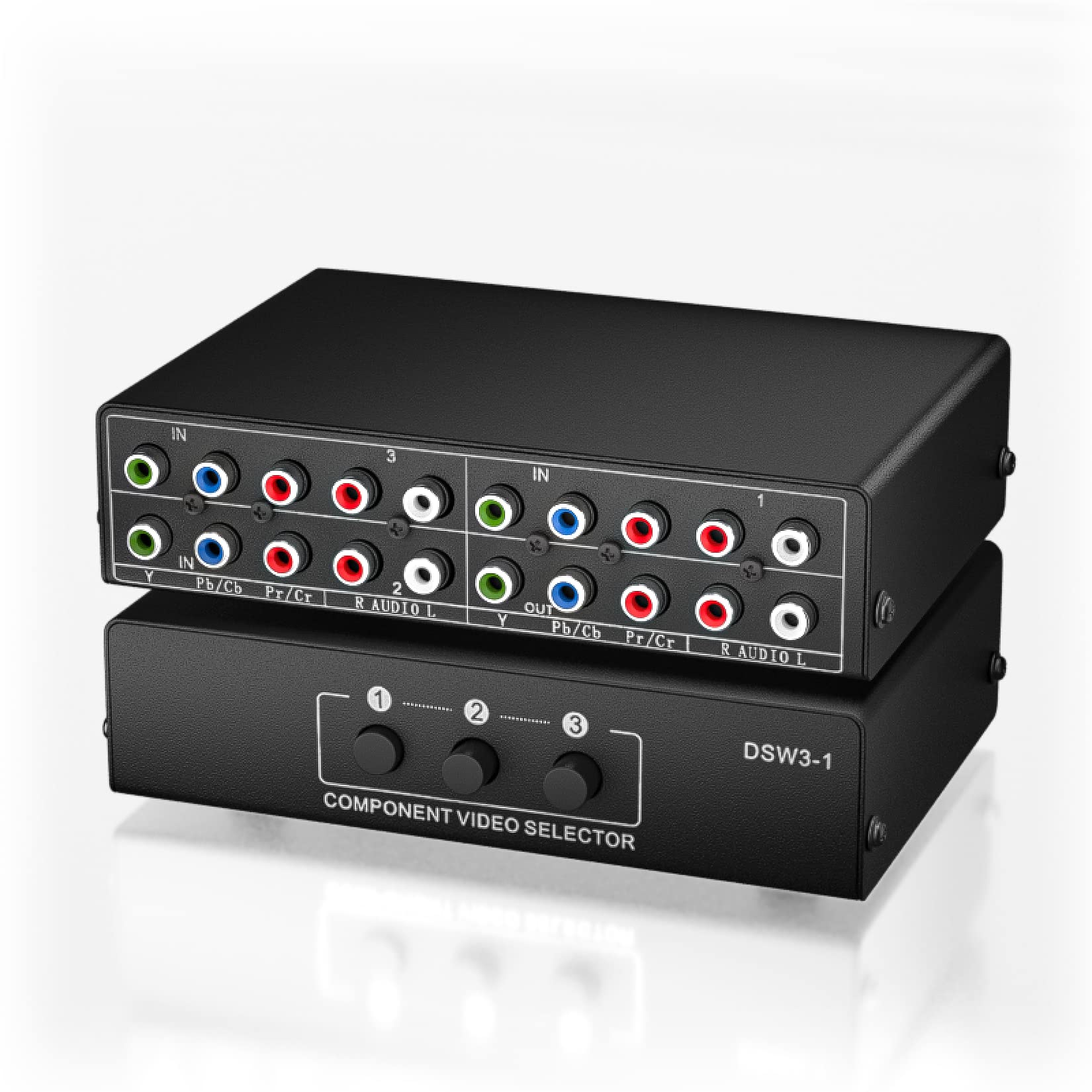 Bolaazul Component Av Video Switch Box 3 In 1 Out, 3 Port 5 Rca Ypbpr Cable Rgb Component Av Switcher Selector Converter 3 Way P