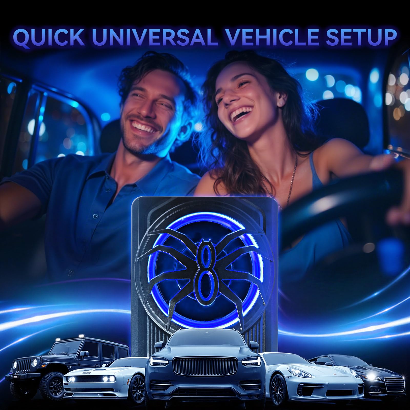 1000W Car Subwoofer With Remote Control, 10 Slim Under Seat Powered Car Subwoofer W/Built-In Amplifier & Hi/Lo Input, Bass Spe