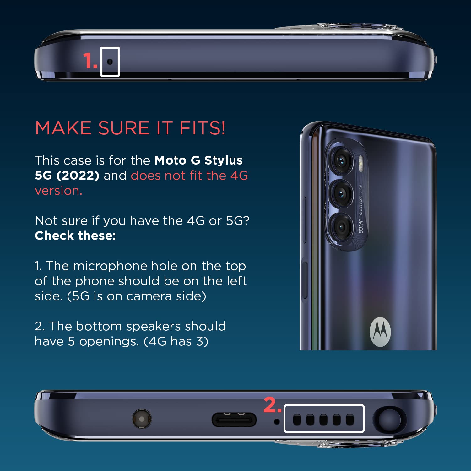 Motorola Moto G Stylus 5G (2022) Slim Fit Protective Case   Black, Shock Absorbing, Camera Protector